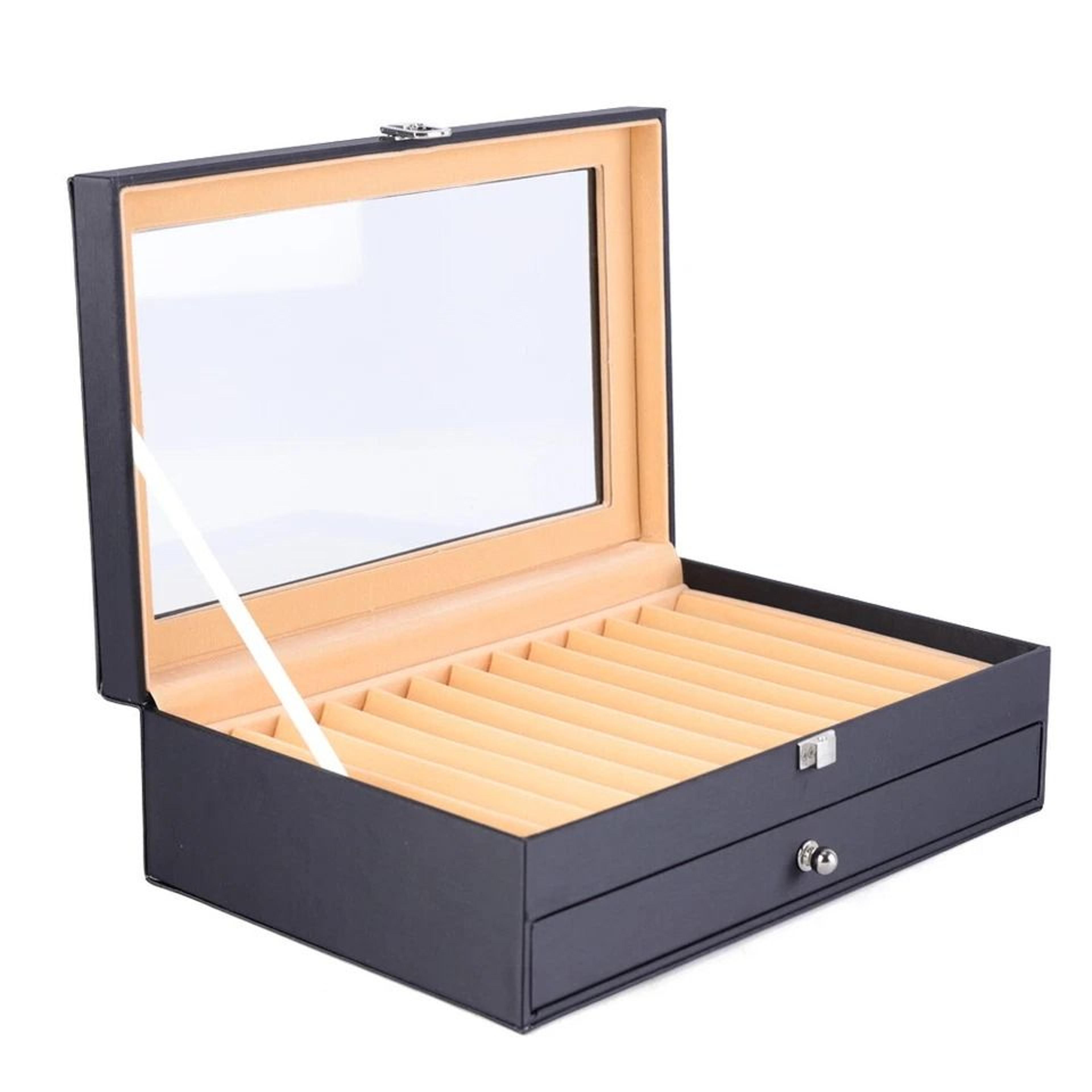 leather fountain pen display case and organizer box