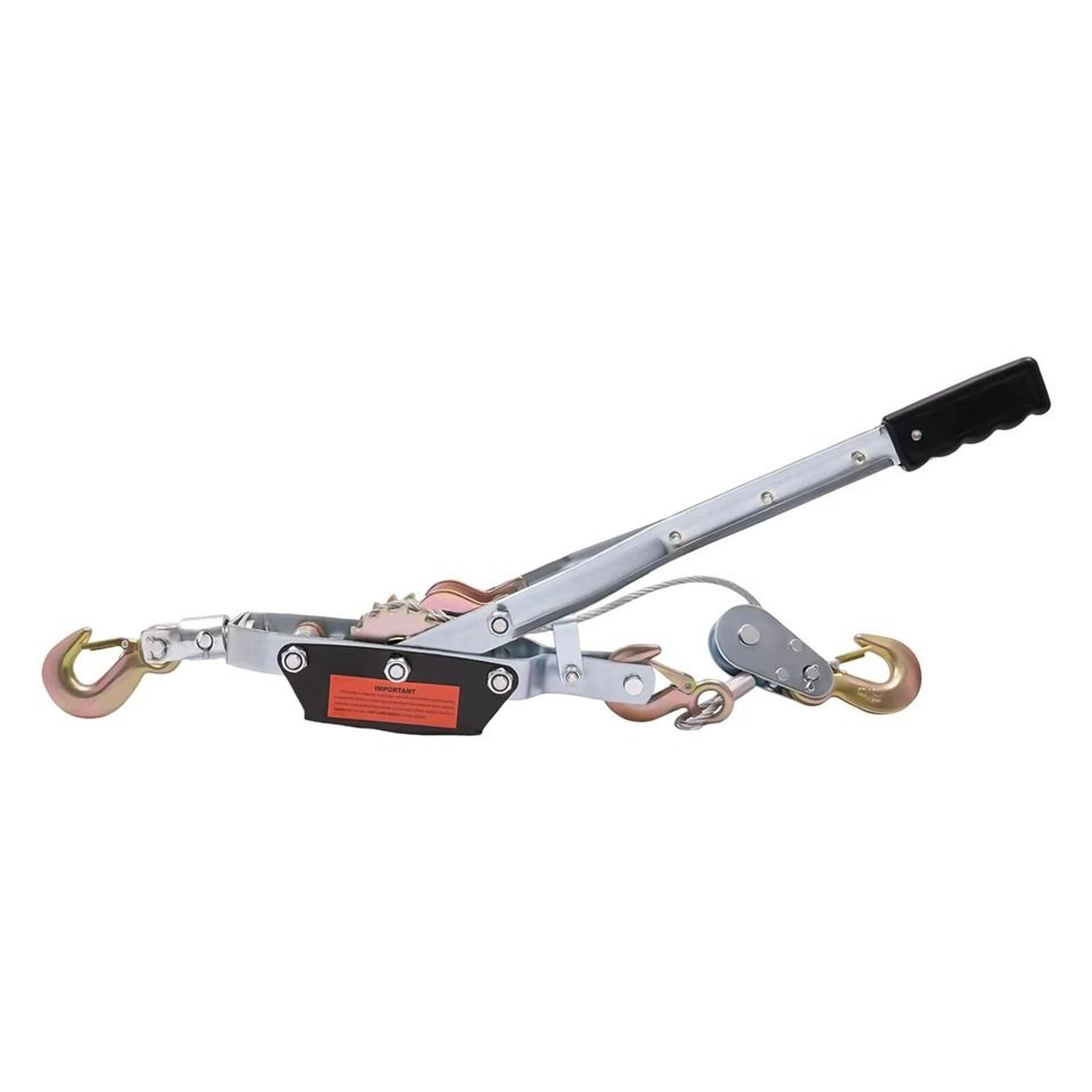 heavy duty cable winch puller with hooks and dual gear ratchet