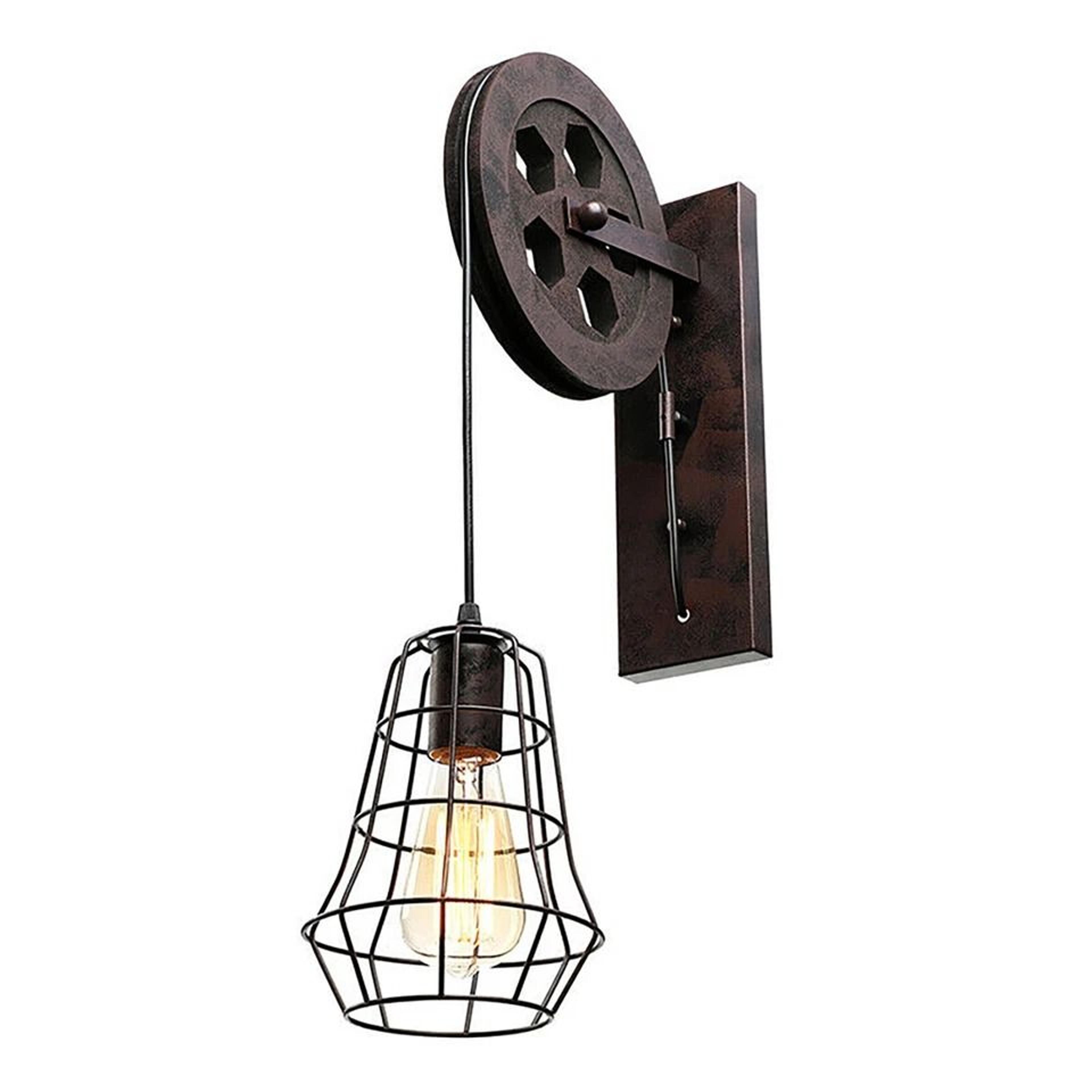 rustic pulley wall lamp vintage farmhouse wall sconce for hallway decor