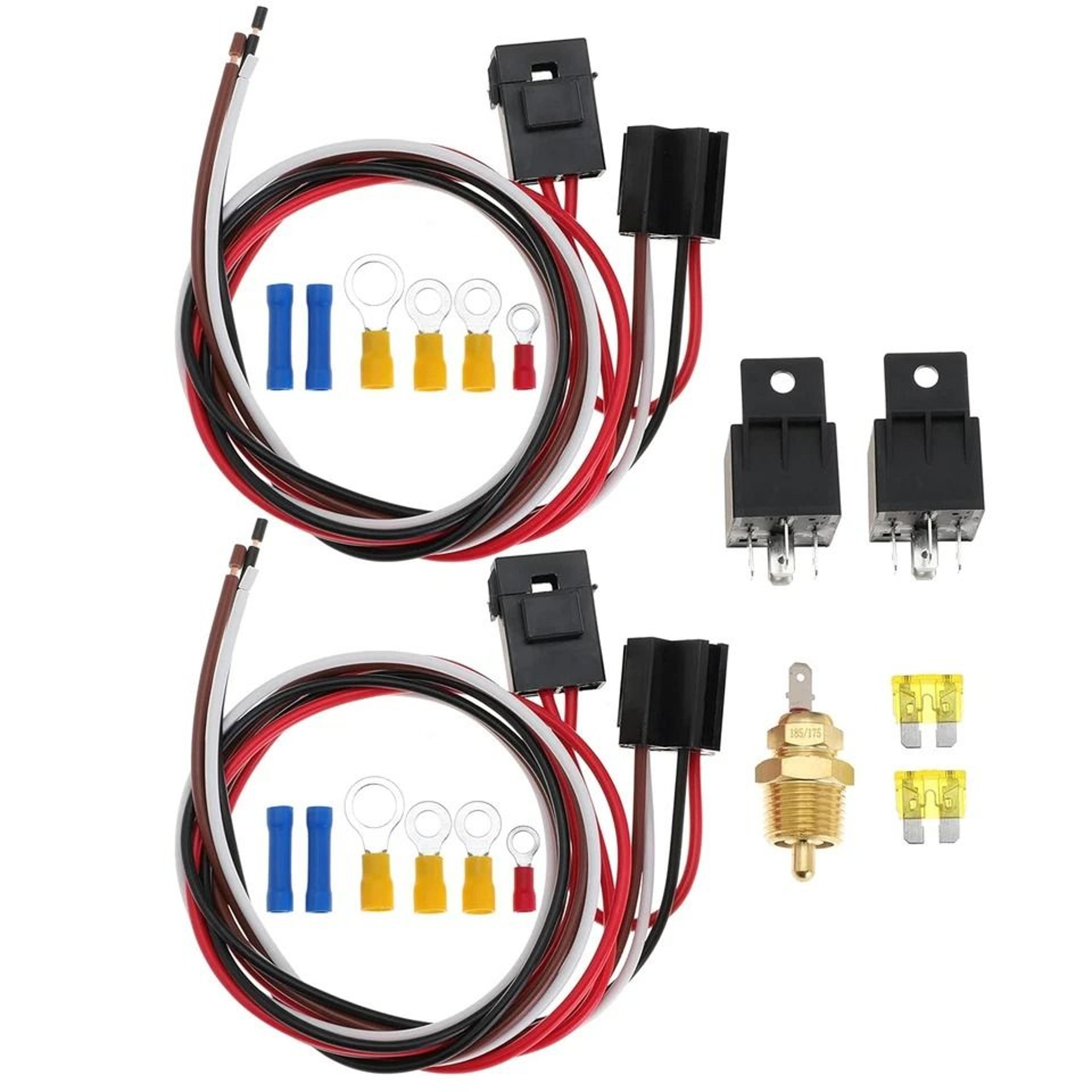 premium electric fan wiring harness & dual fan relay kit for radiator cooling systems
