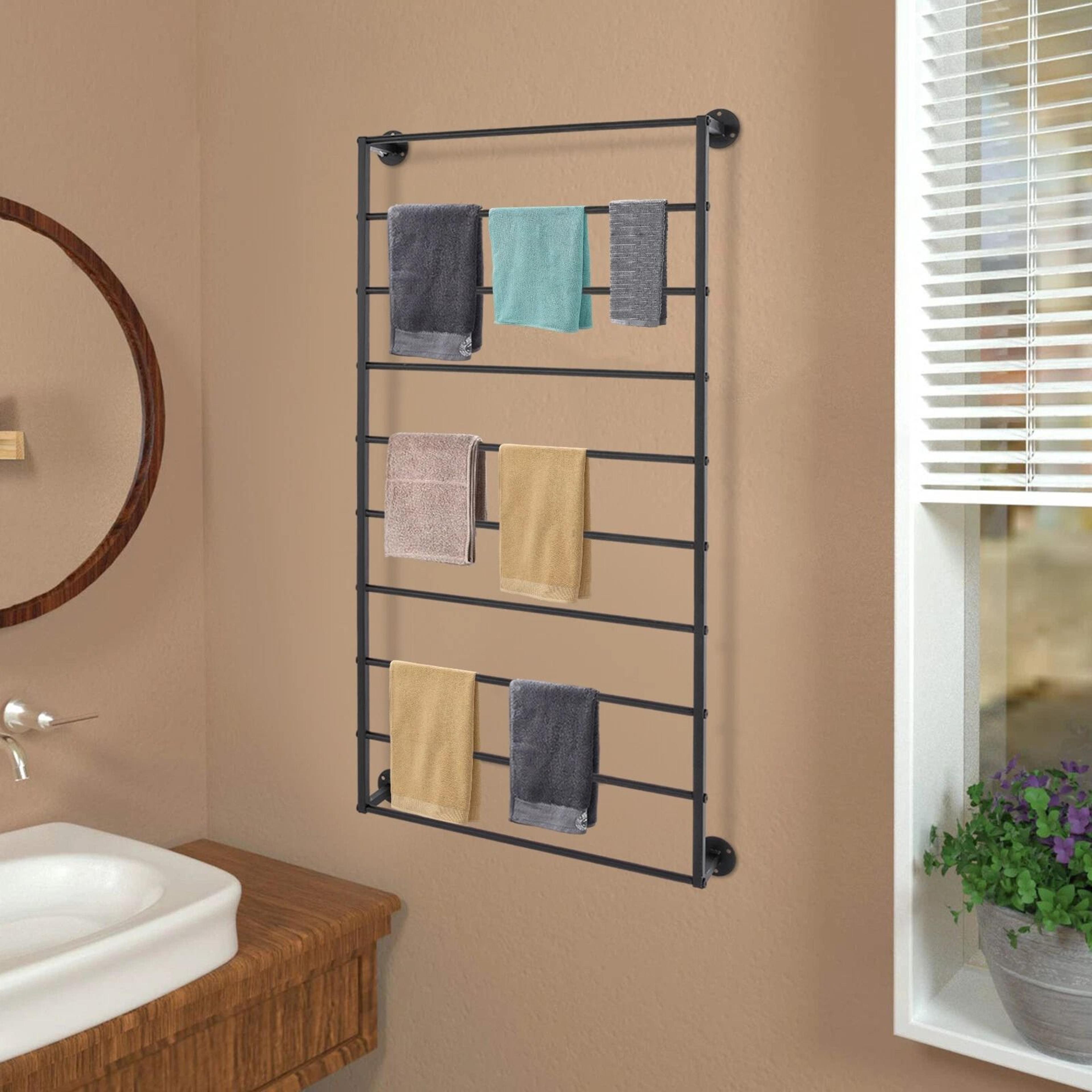 tier wall mounted towel rack iron scarf organizer for bathroom and home storage