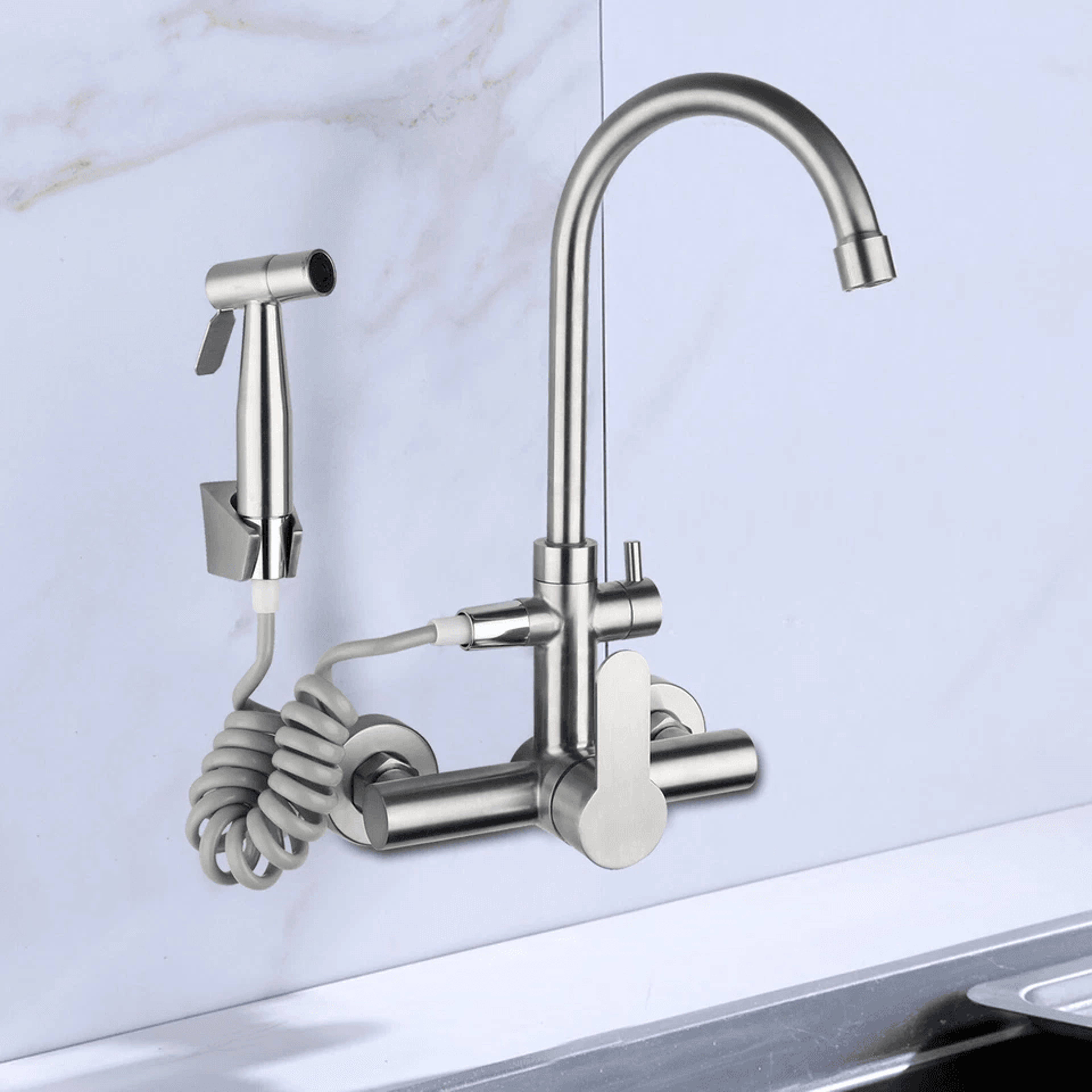 premium wall mount kitchen faucet stainless steel commercial faucet