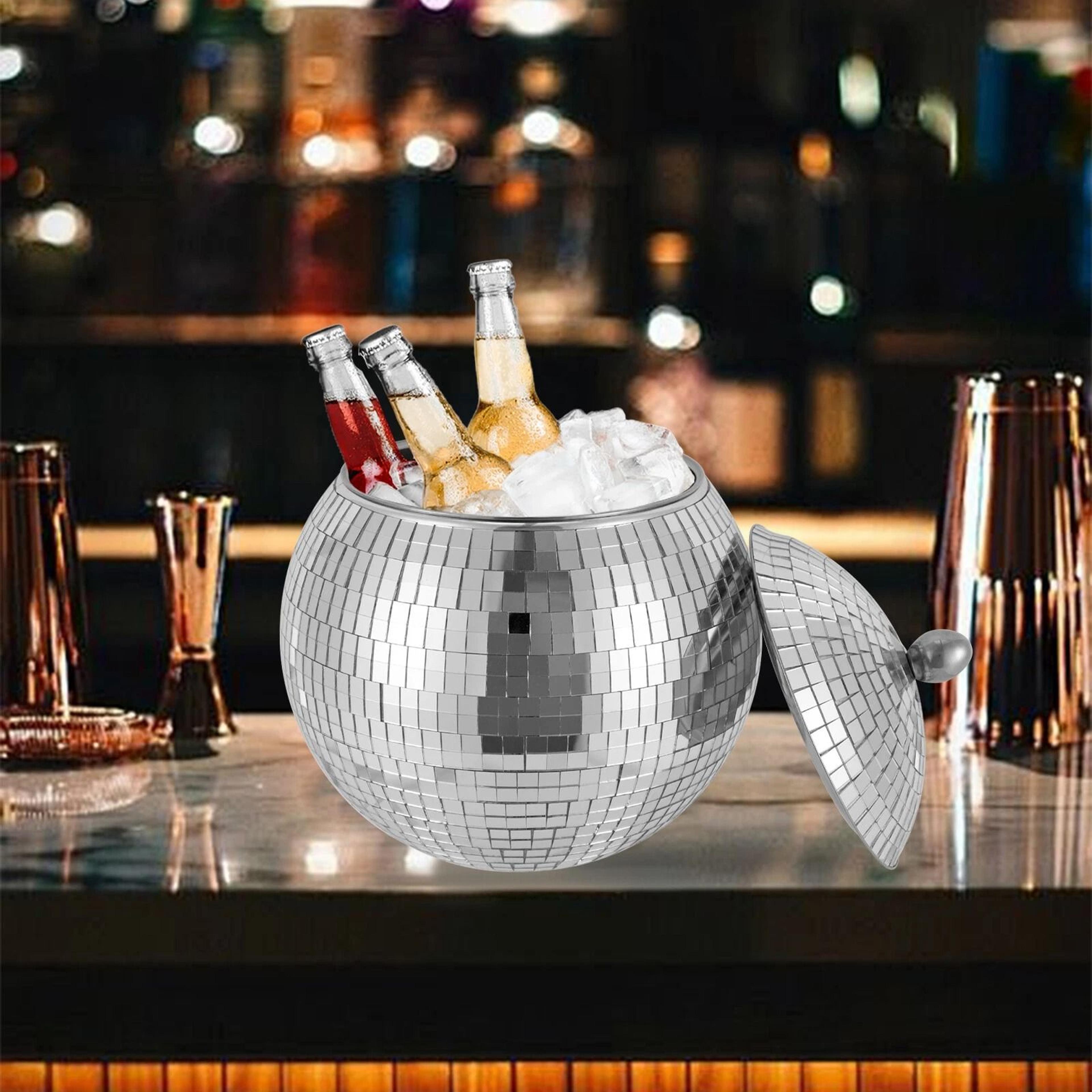 disco ice bucket silver washable beverage drink bucket for parties