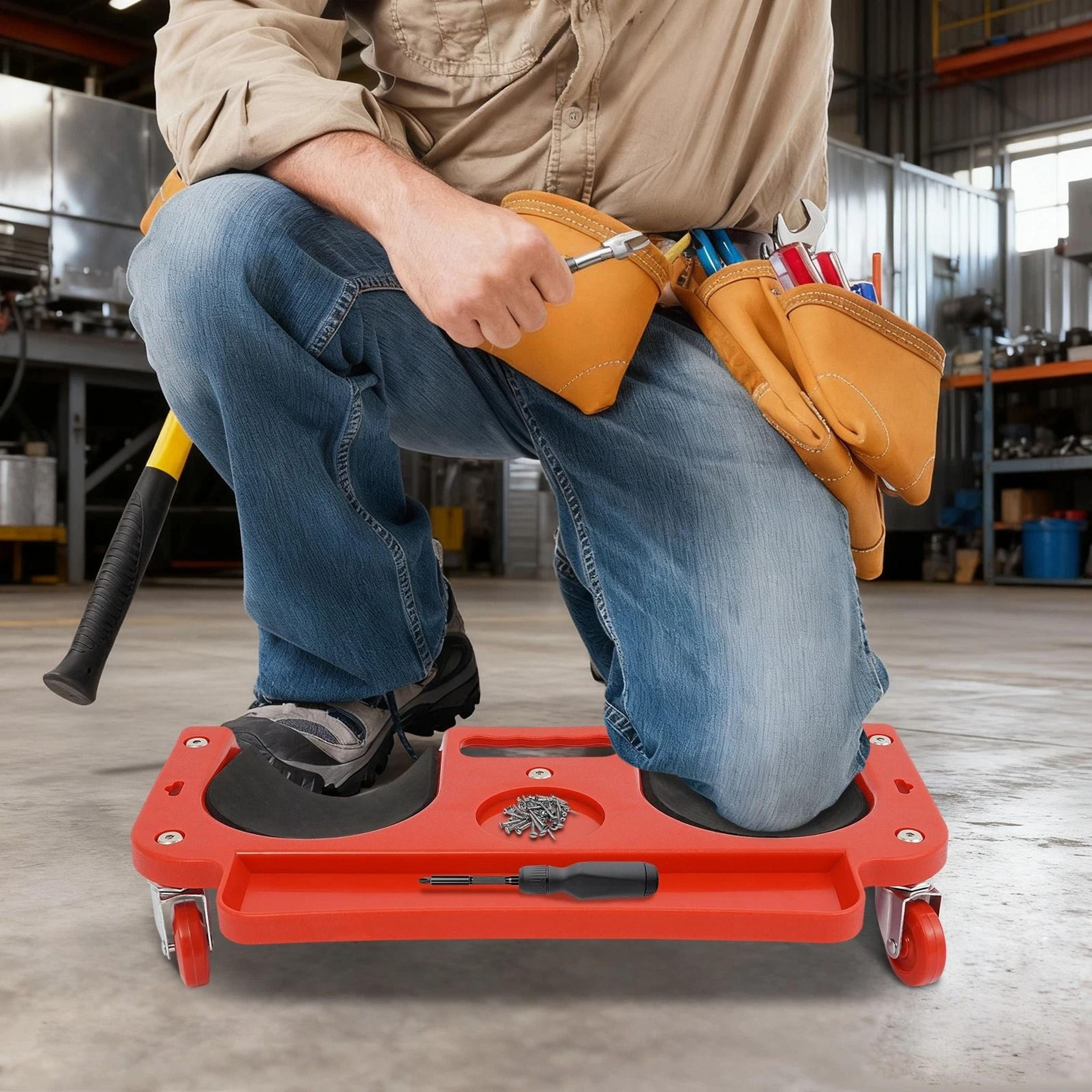 rolling knee pads with wheels soft padded knee creeper for flooring, gardening and auto repair