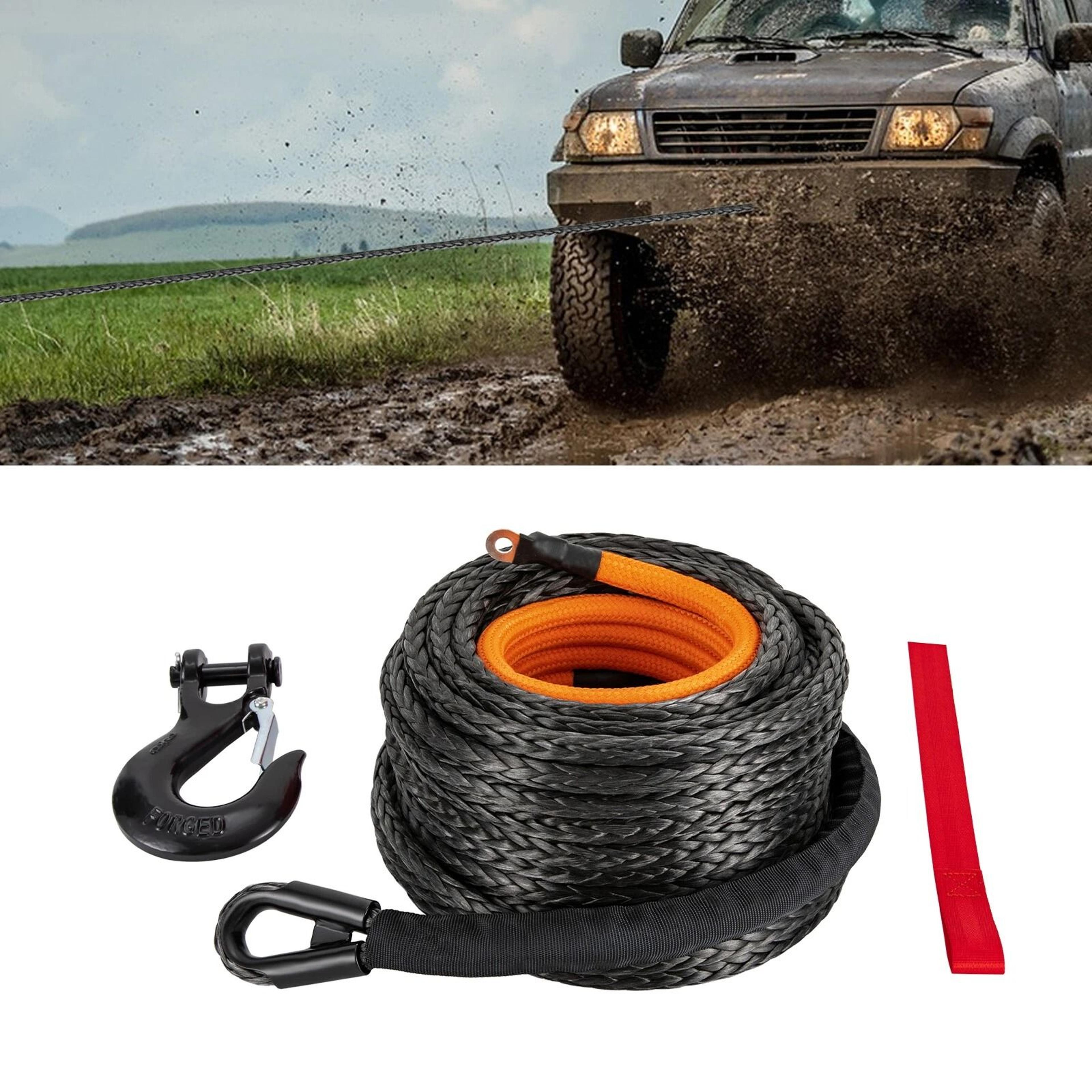 synthetic winch rope with hook heavy duty recovery cable