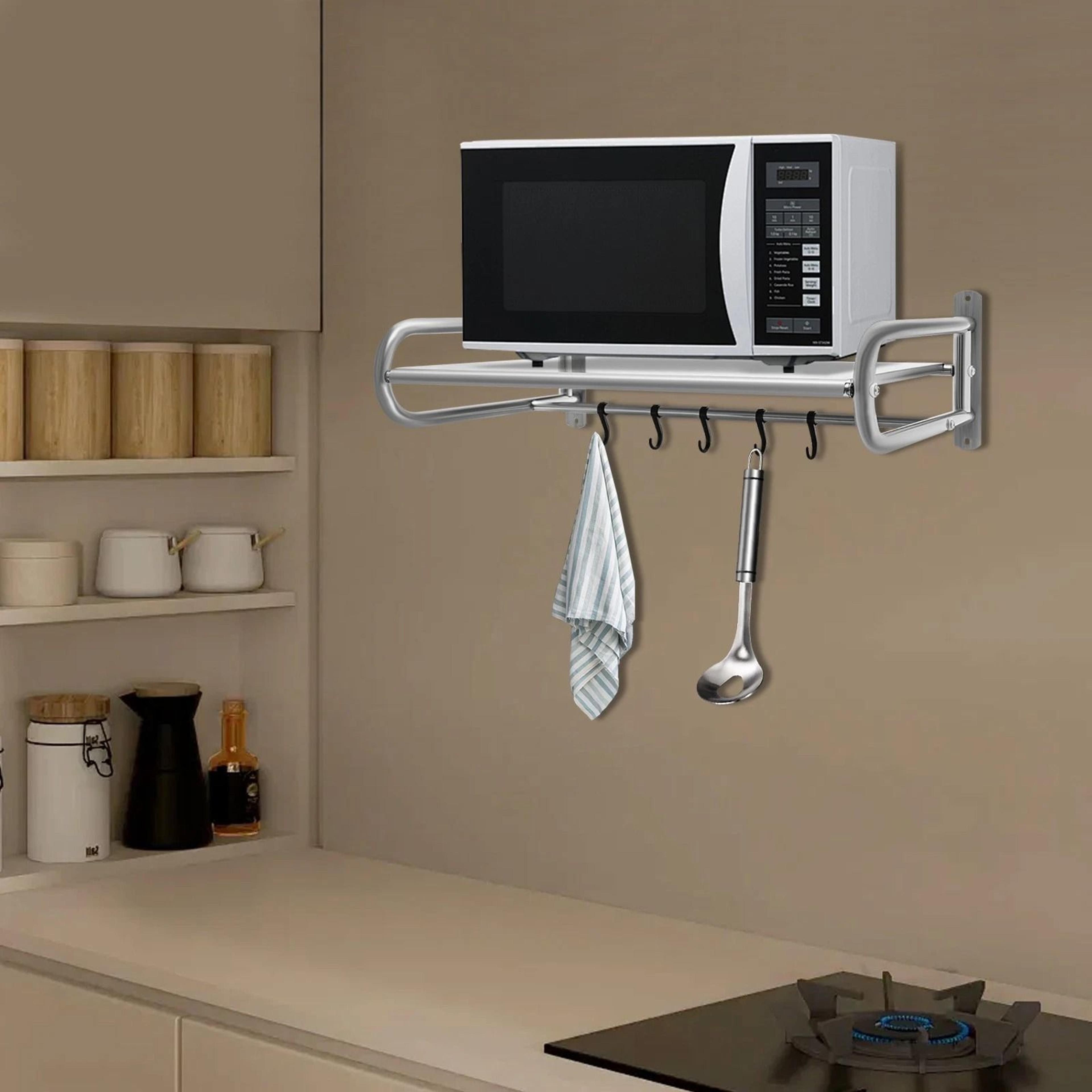 stainless steel wall mounted kitchen shelf heavy duty microwave oven rack & counter storage organizer