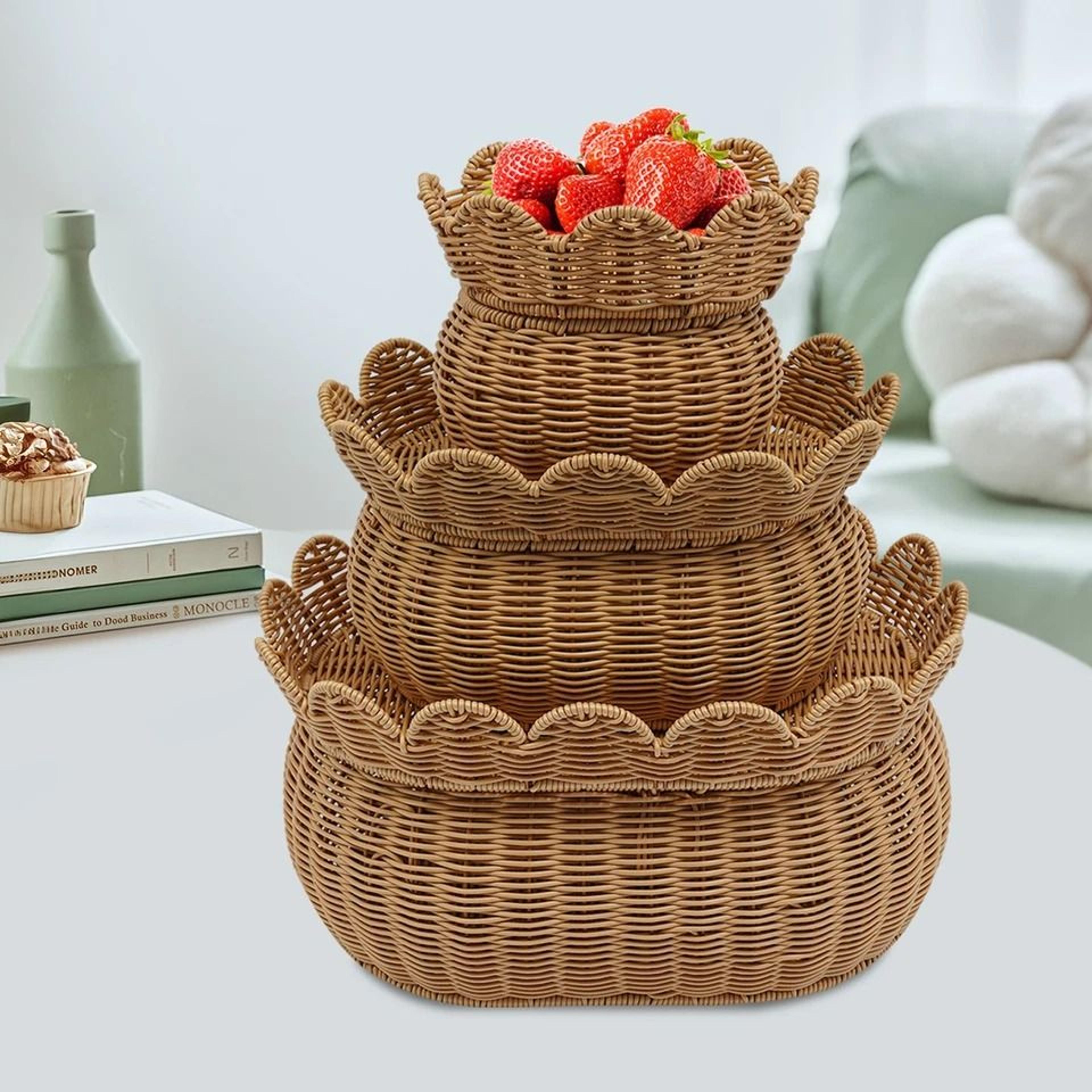 premium decorative rattan storage baskets with lids stylish home organization set