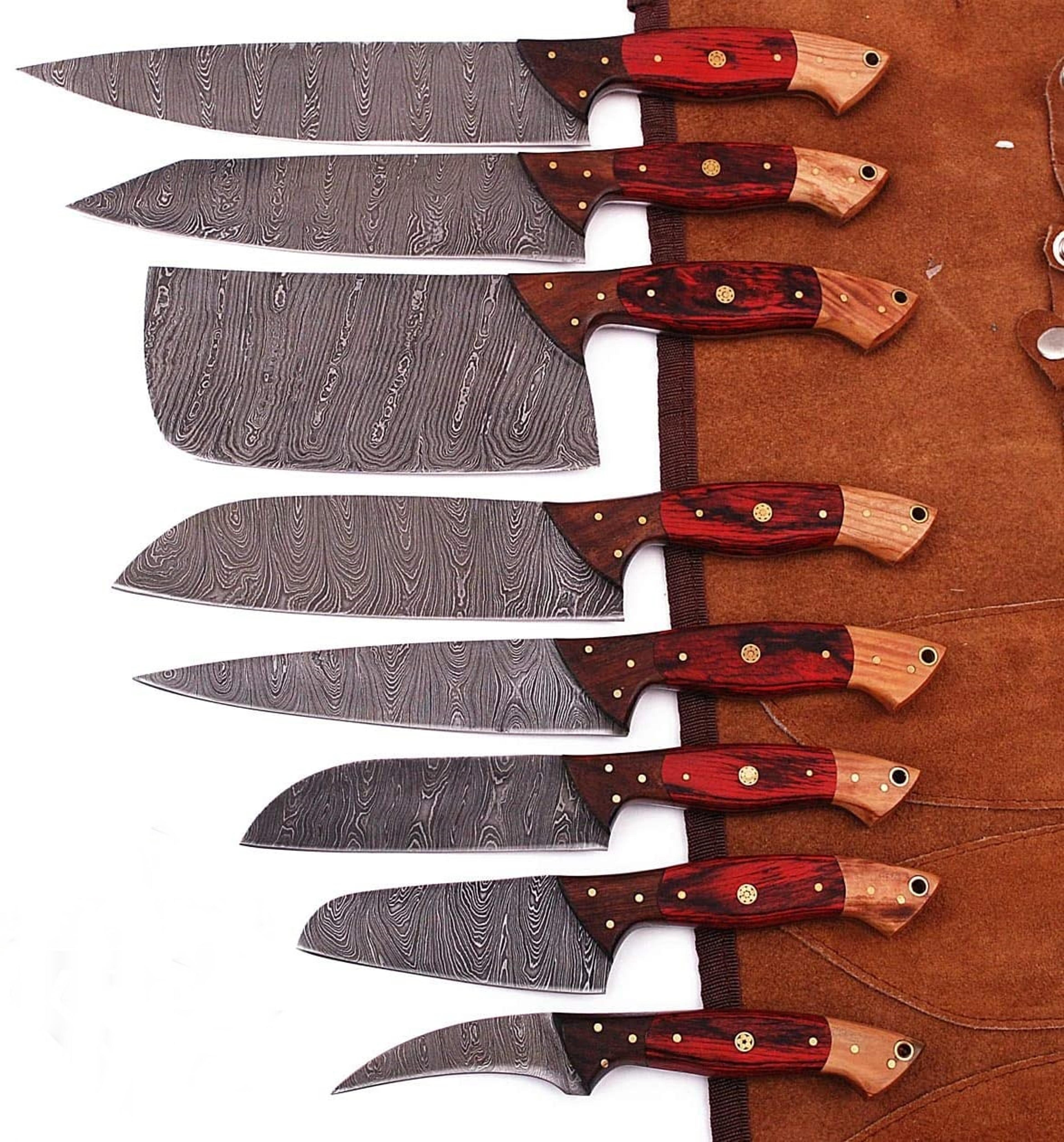 custom handmade damascus steel chef set: the ultimate gift for every kitchen & outdoor enthusiast