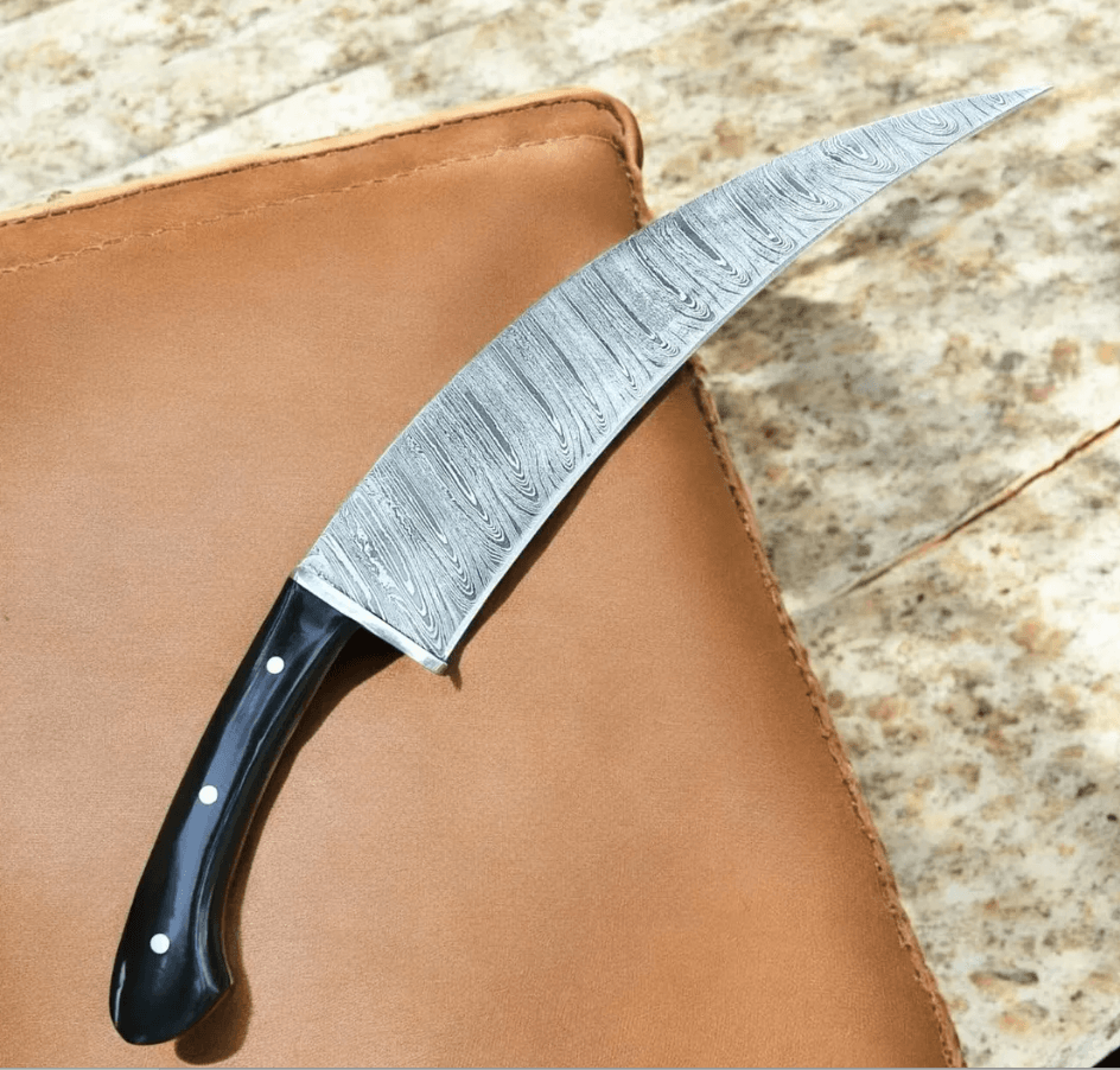 hand-forged high carbon steel knife | scream movie prop replica with leather sheath | full tang horror collectible