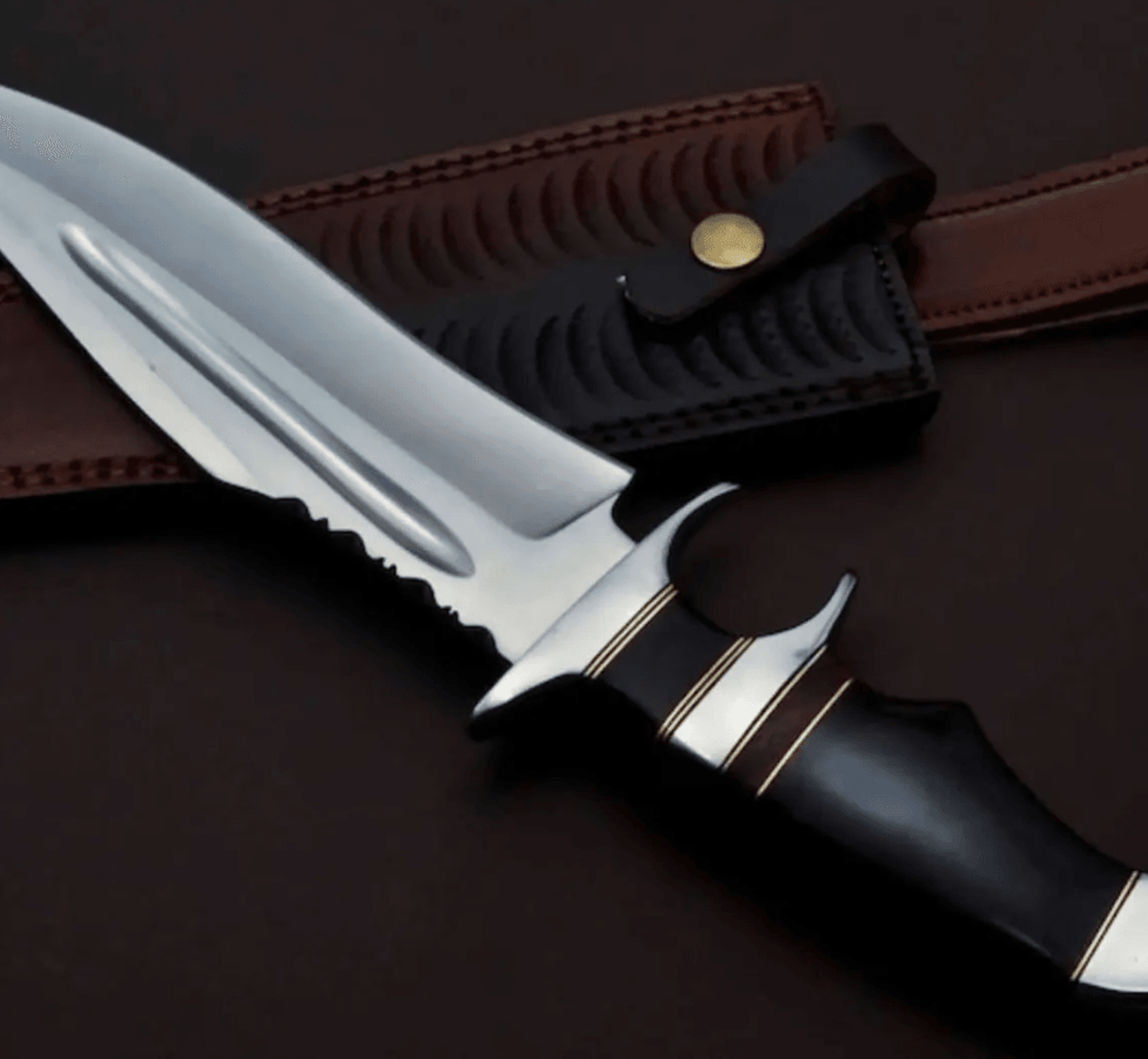 premium bowie hunting knife | buffalo horn handle & 1095 steel blade knife | anniversaries gift
