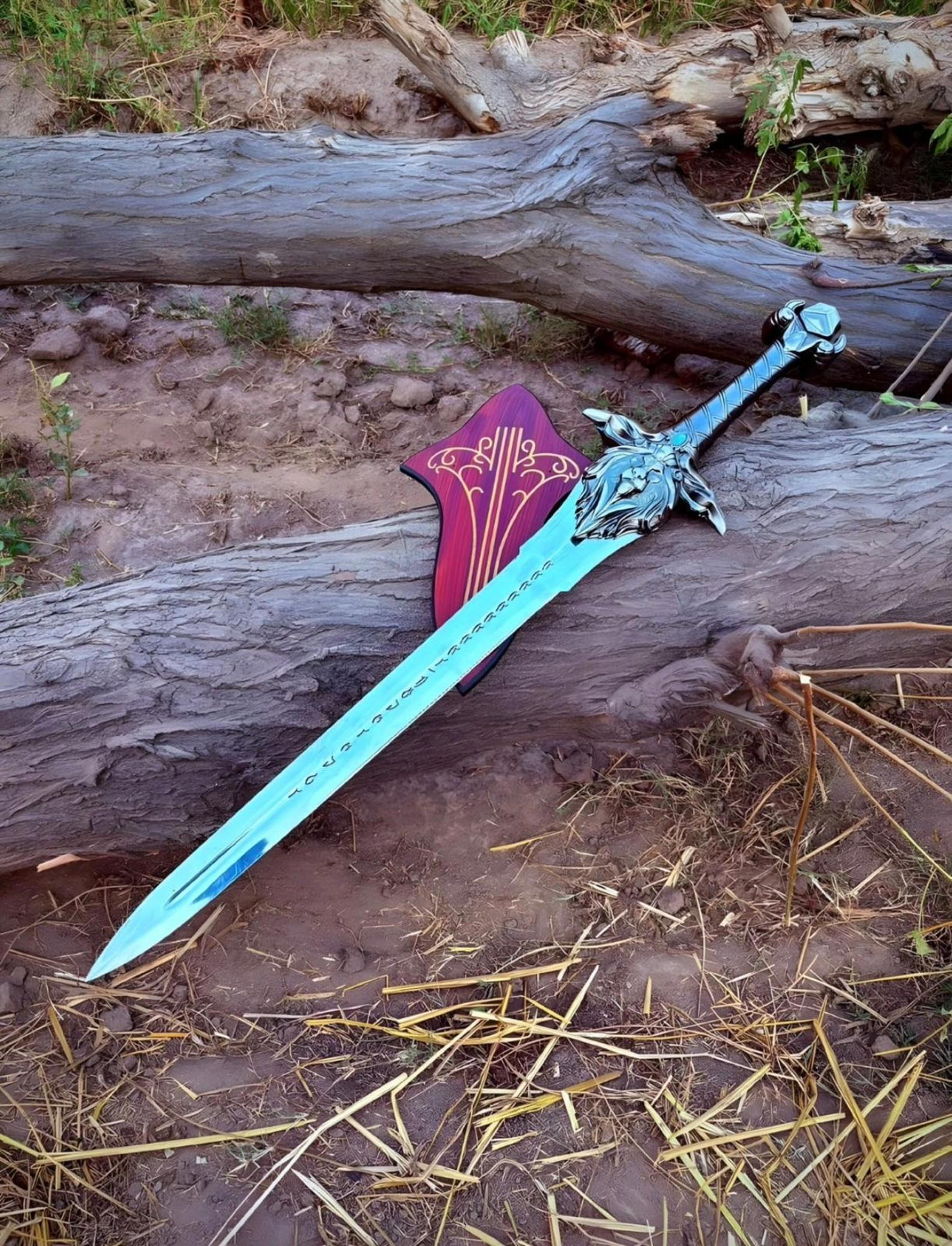 anduin wrynn shalamayne sword replica 38 high carbon steel wow cosplay display w/ wall plaque