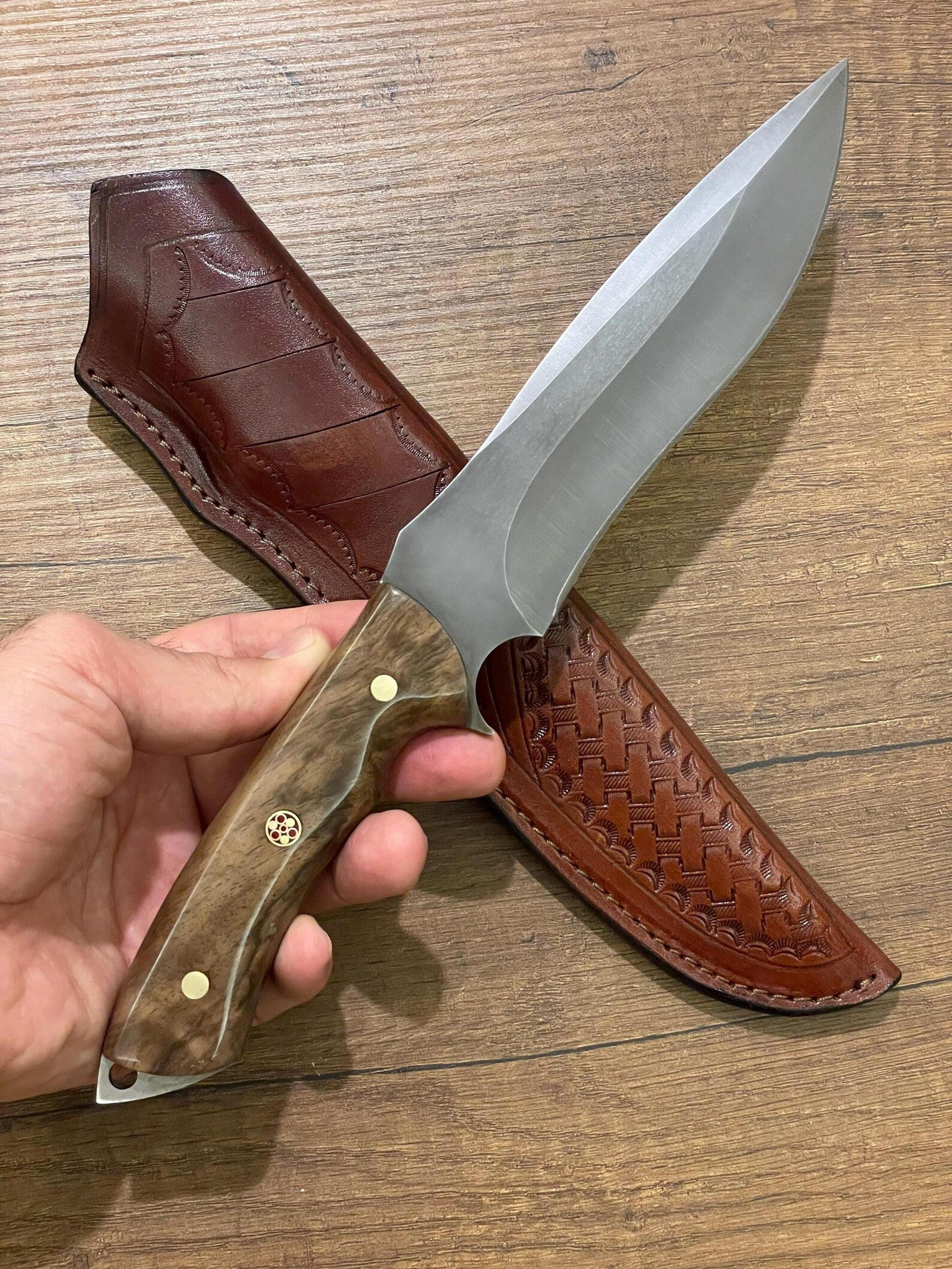 premium full tang survival knife with 1075 steel & walnut wood handle