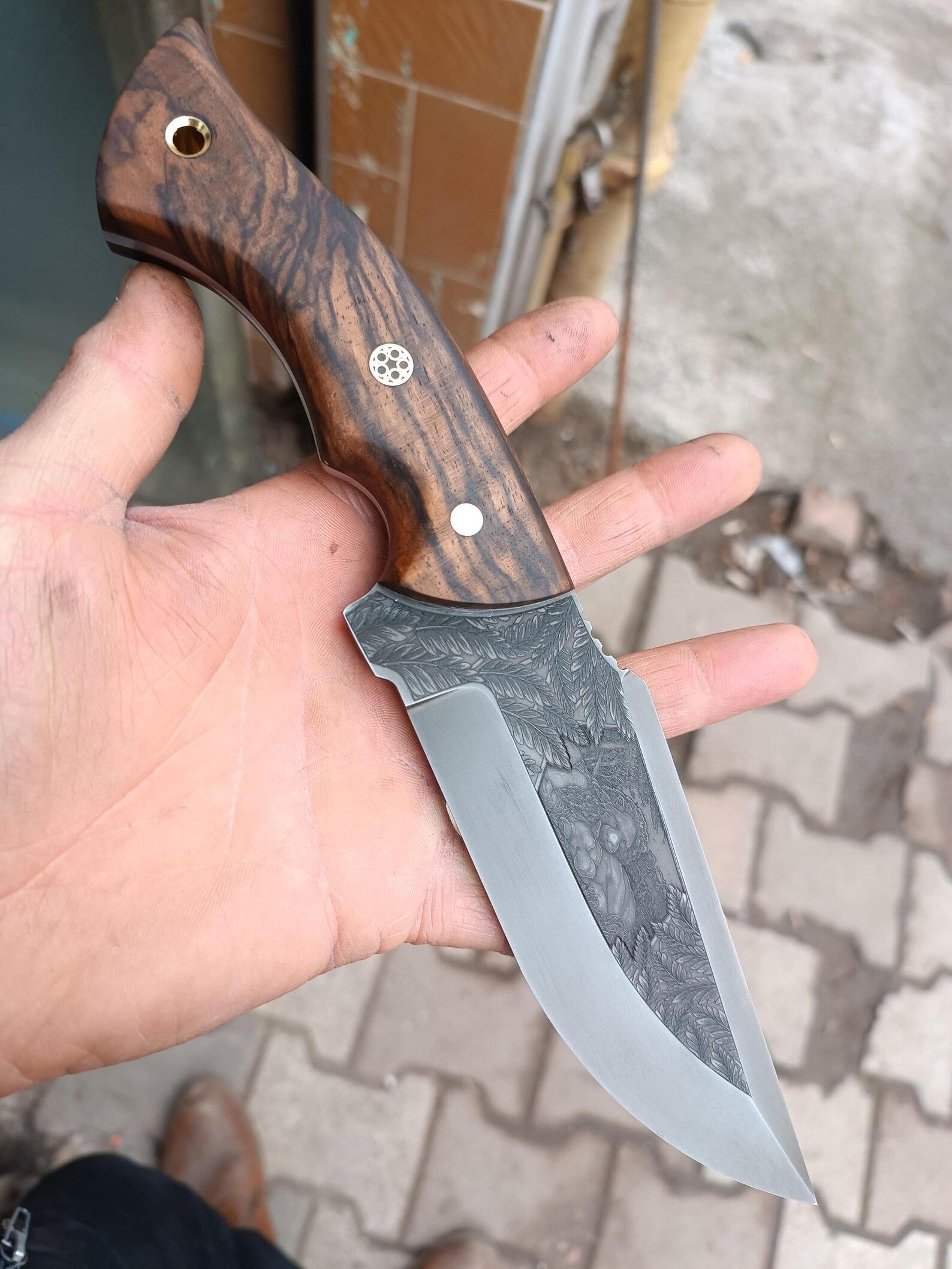 premium full tang outdoor knife with 1075 steel & walnut wood handle