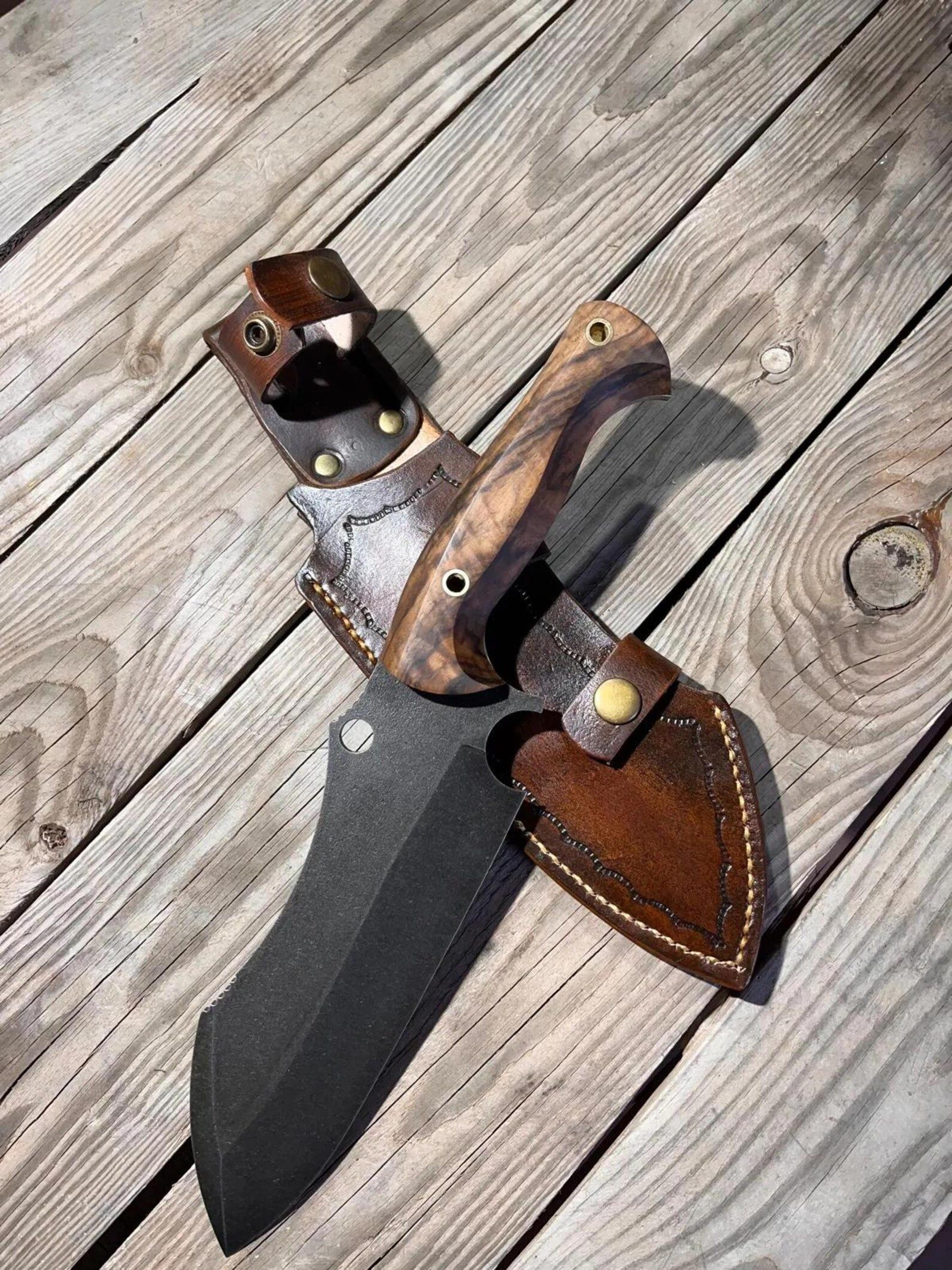 premium full tang cleaver knife with stonewashed sleipner steel & walnut handle