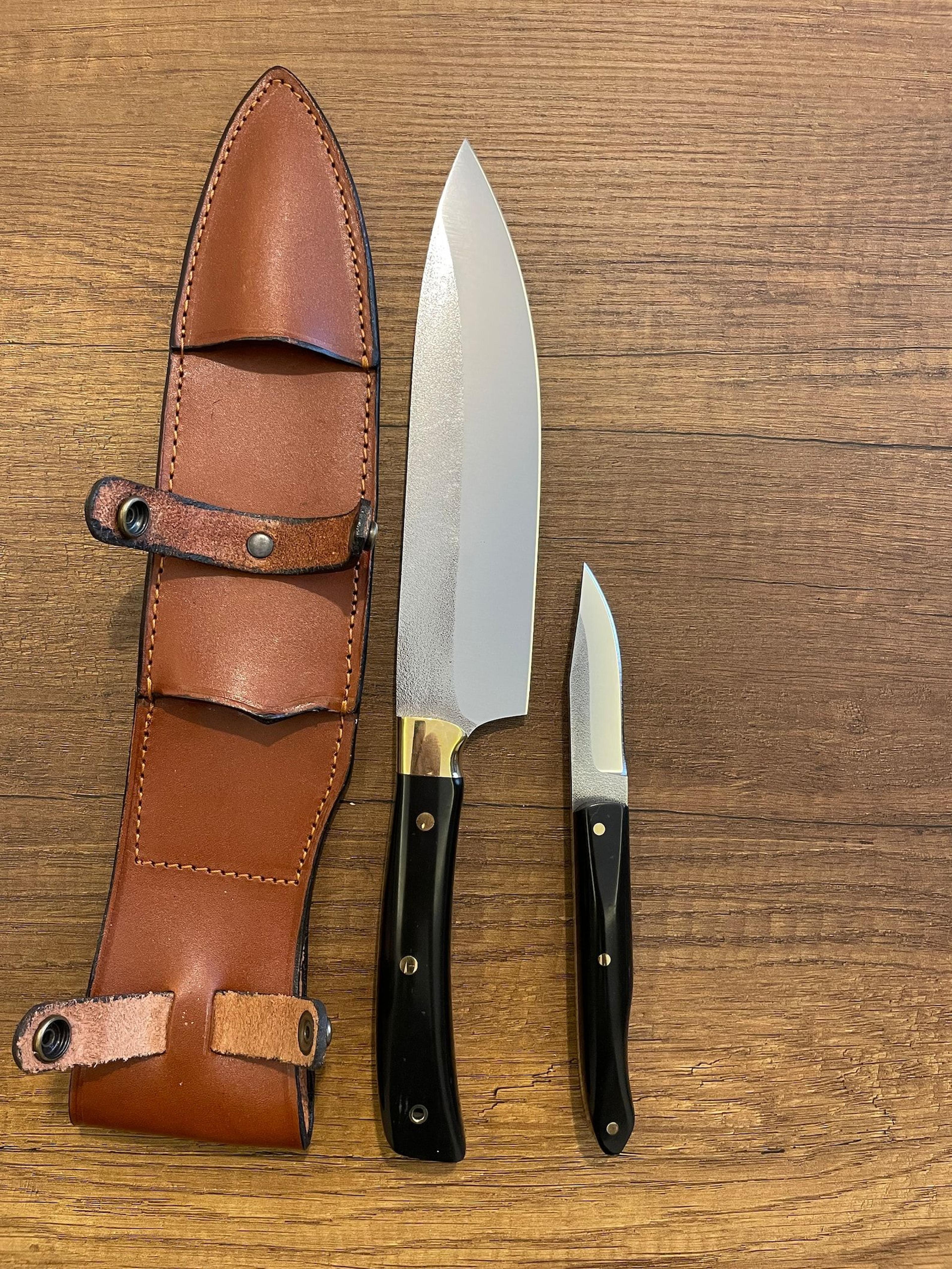 premium kitchen knife set with n690 steel & black compact ergonomic handles