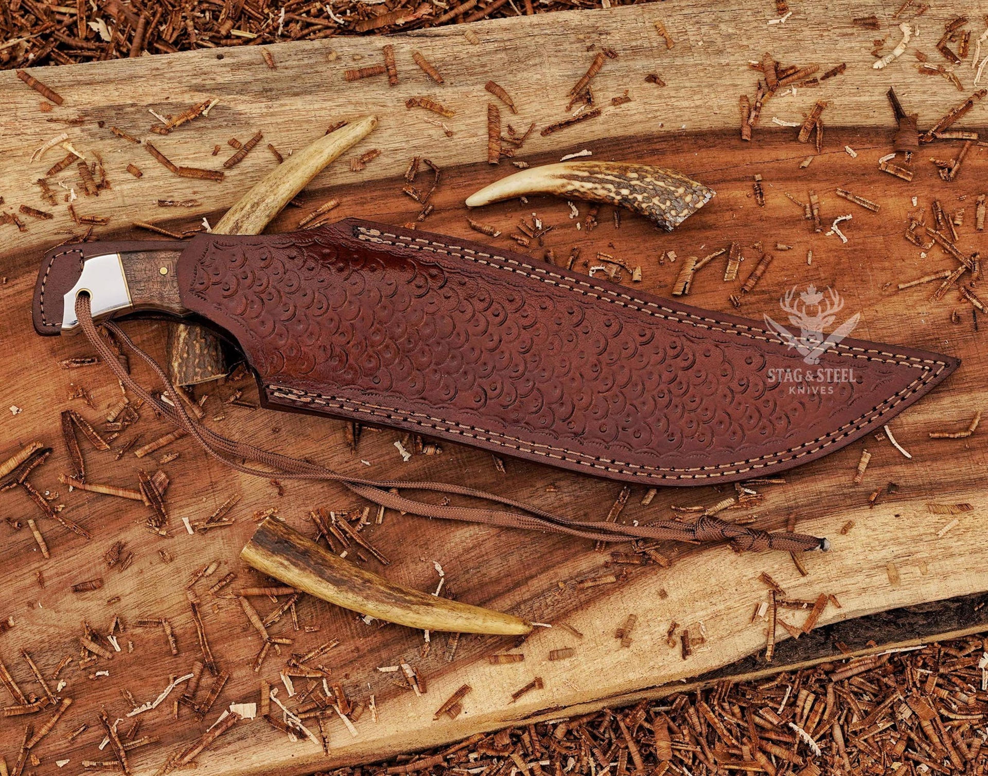 full tang damascus outdoor knife for hunting & survival adventures