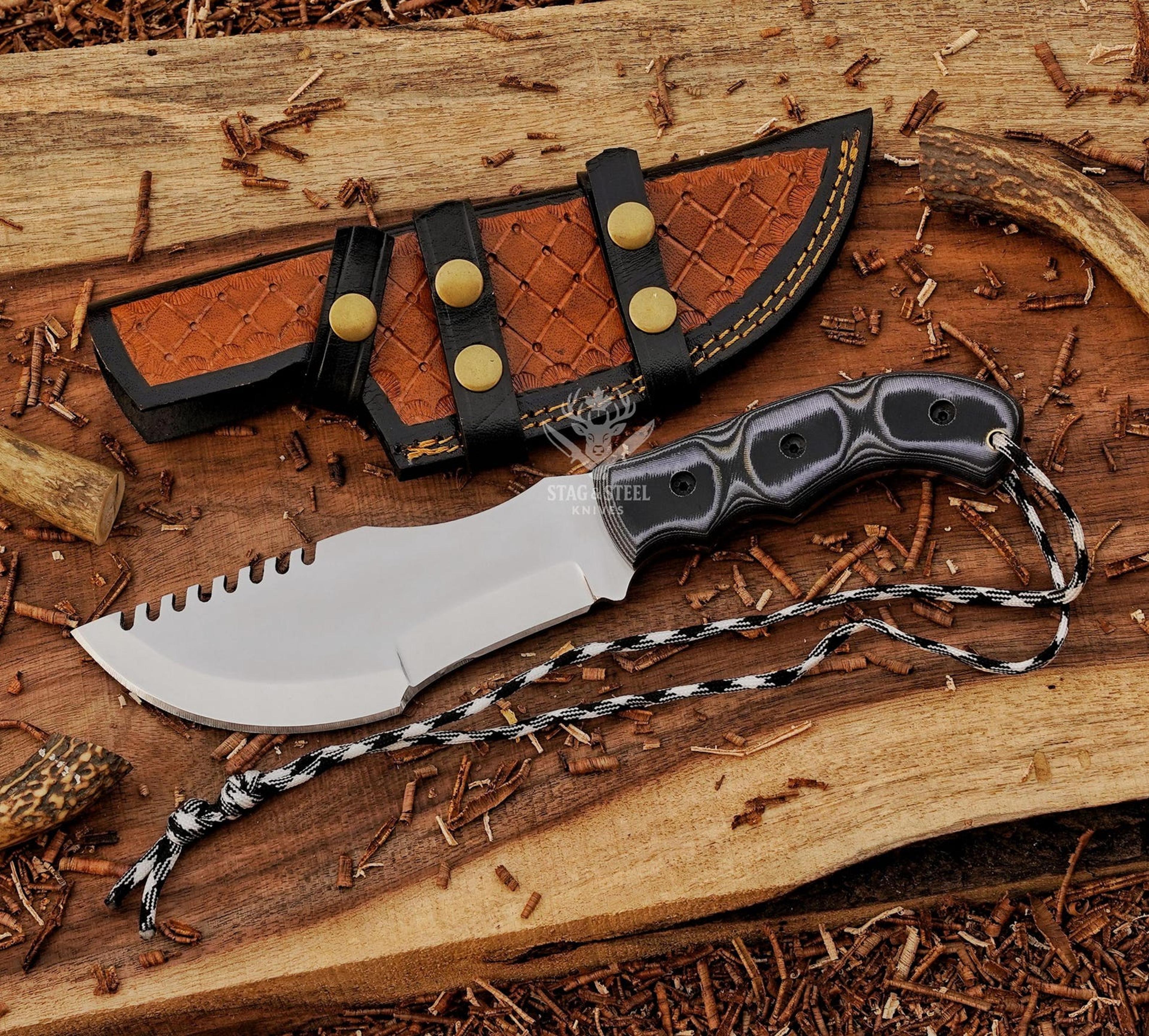 handmade d2 steel outdoor knife with ergonomic micarta handle