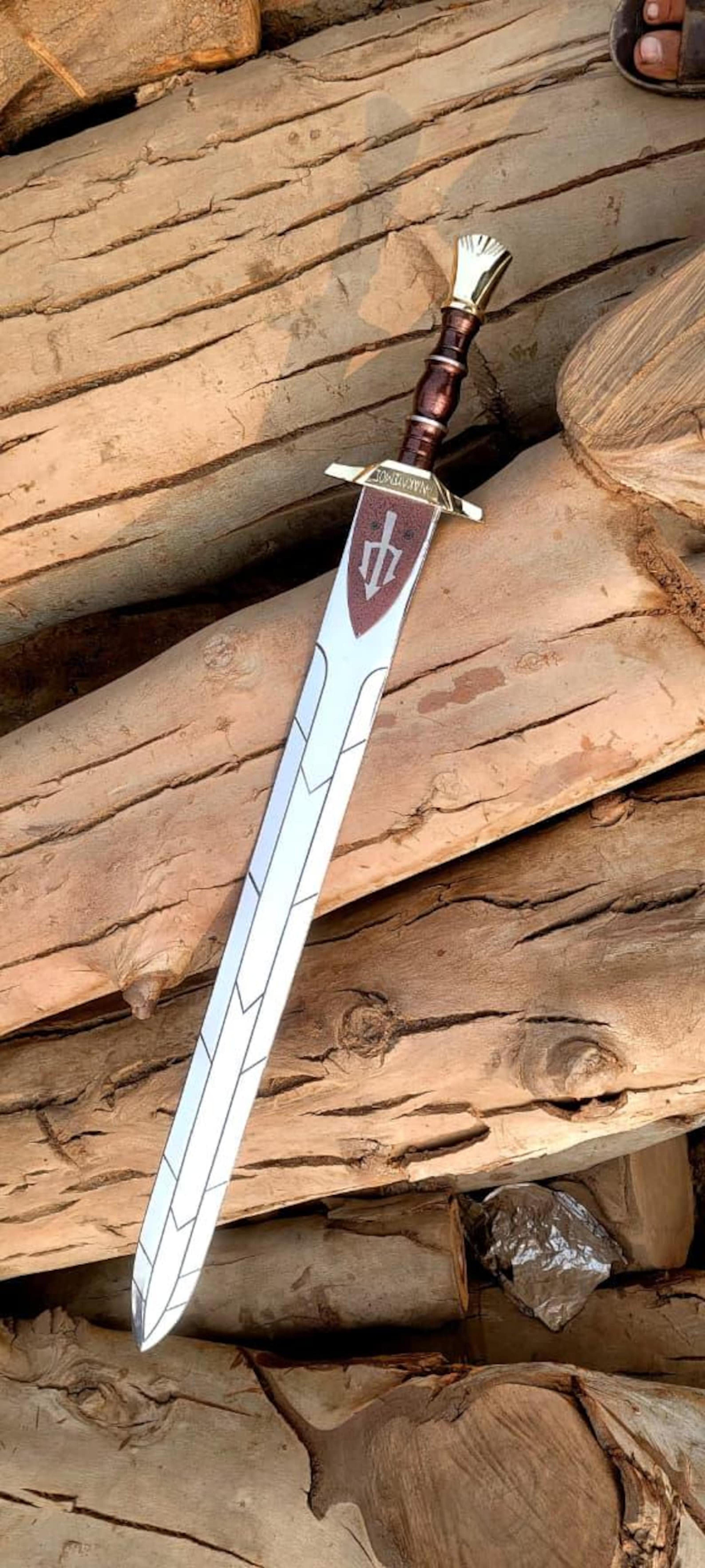 34 inch handcrafted high carbon steel sword with rosewood grip & brass detailing