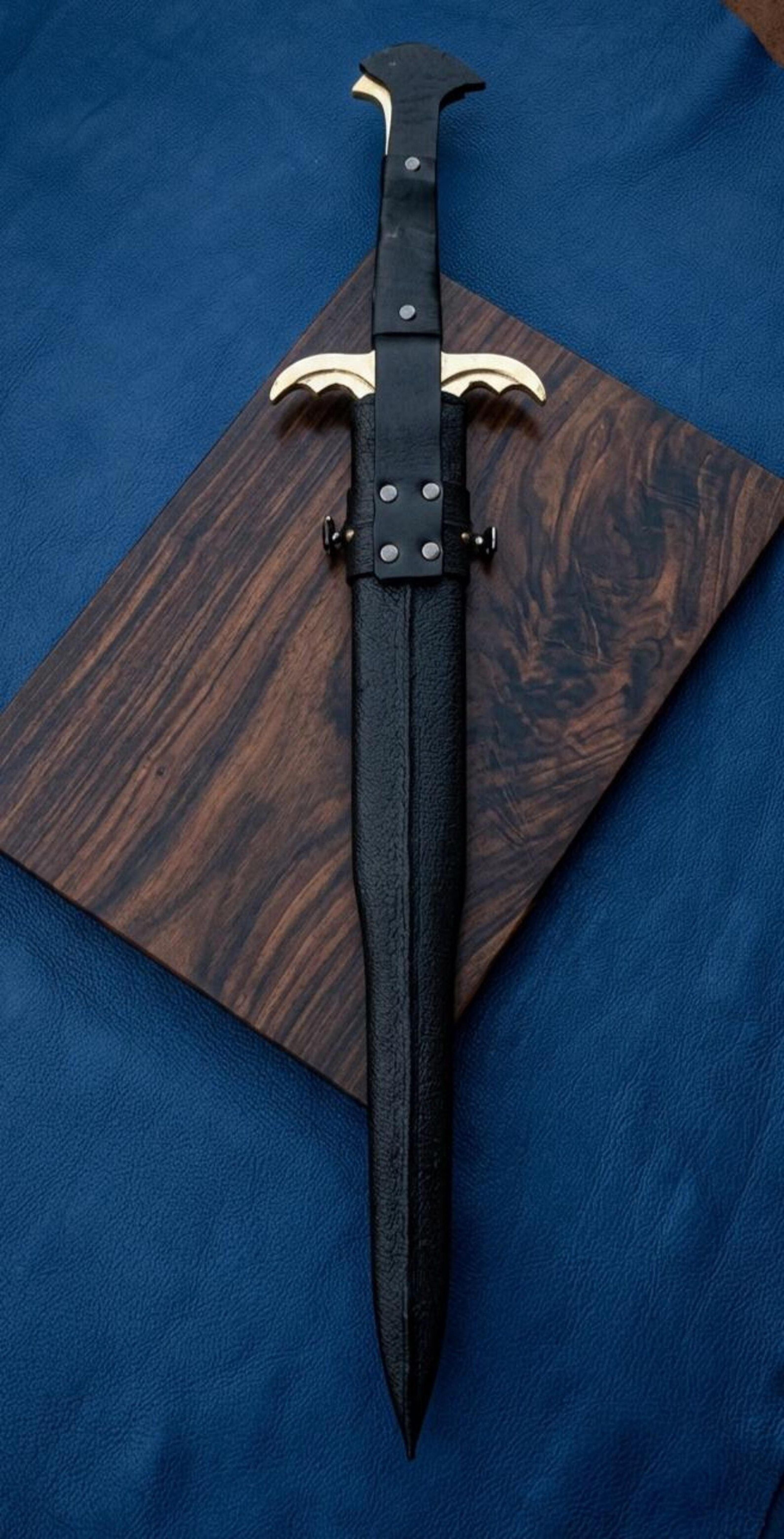 premium medieval spartan dagger with leather scabbard & brass detailing