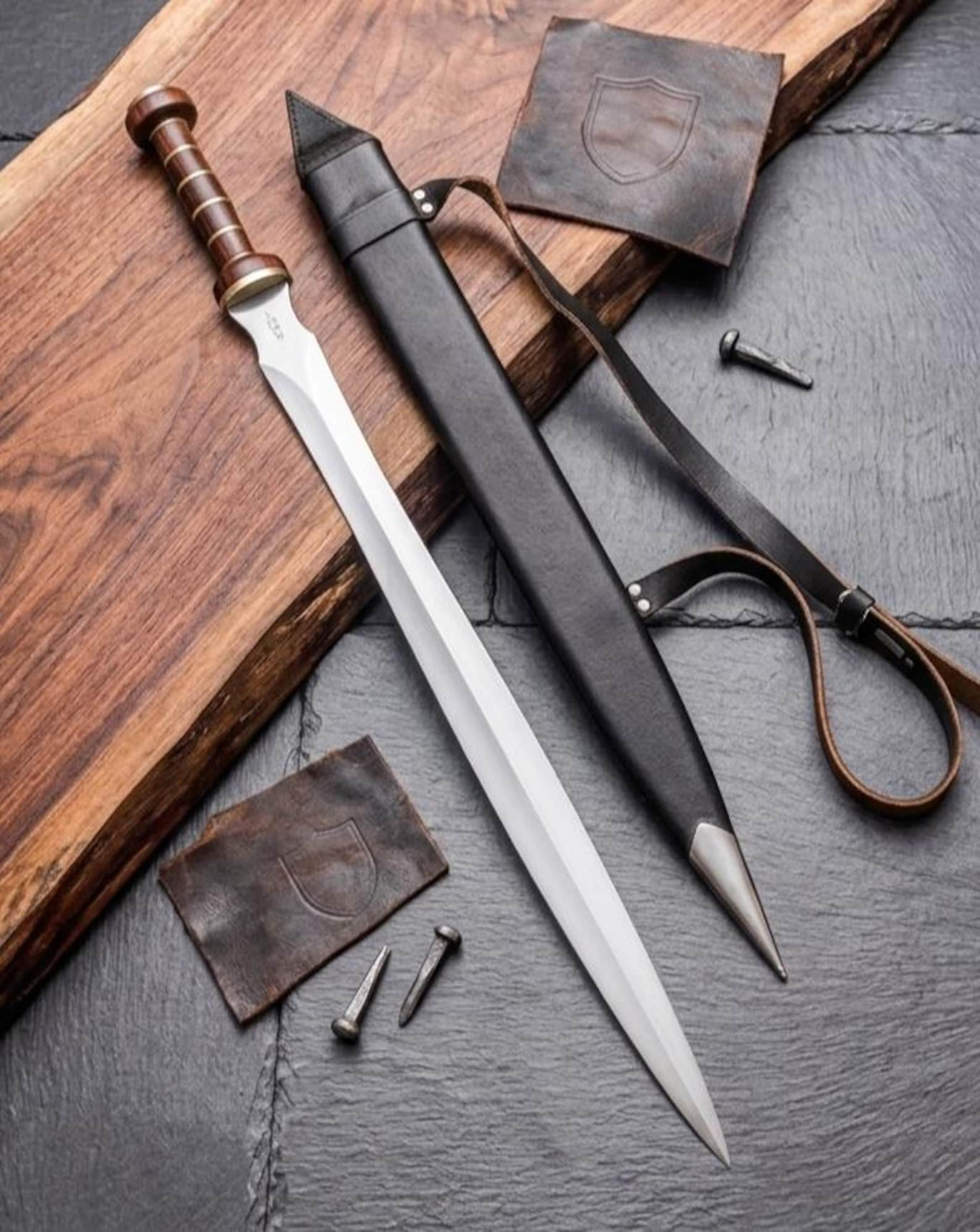 handmade short sword with leather sheath gift idea for men