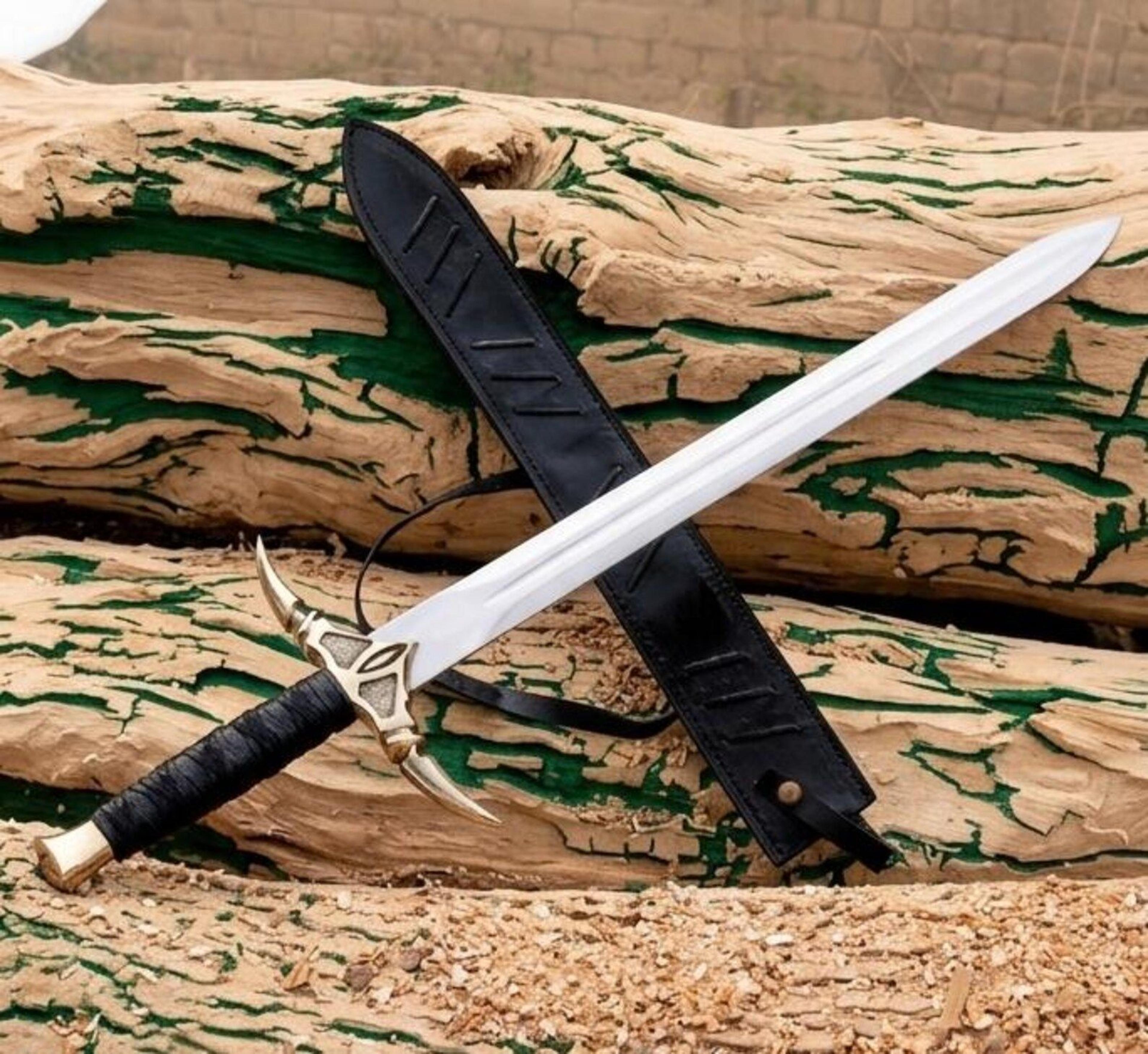 handmade fantasy sword with leather sheath viking style decorative blade cosplay gift
