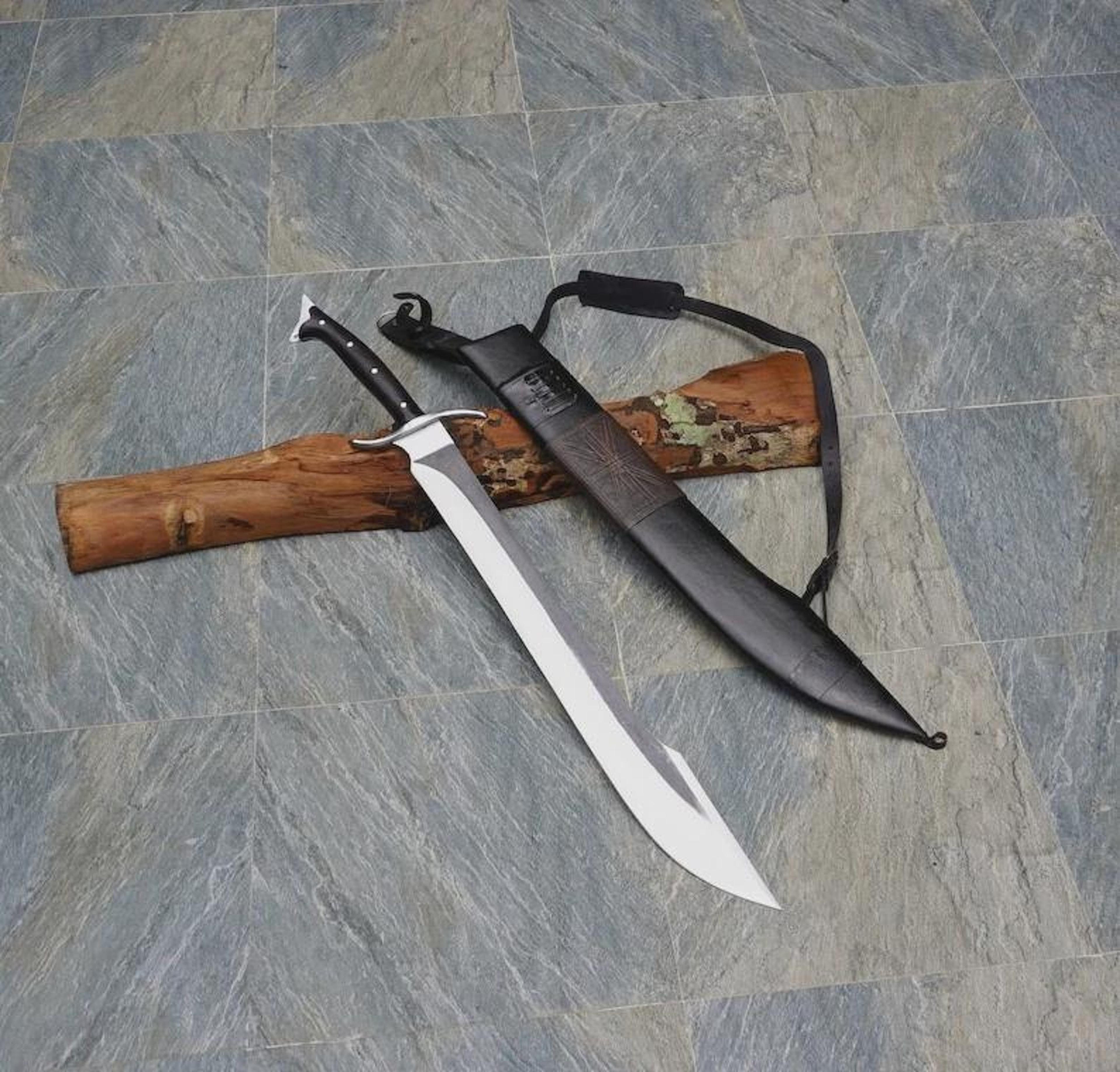 handmade scimitar style machete sword with leather sheath medieval collector gift
