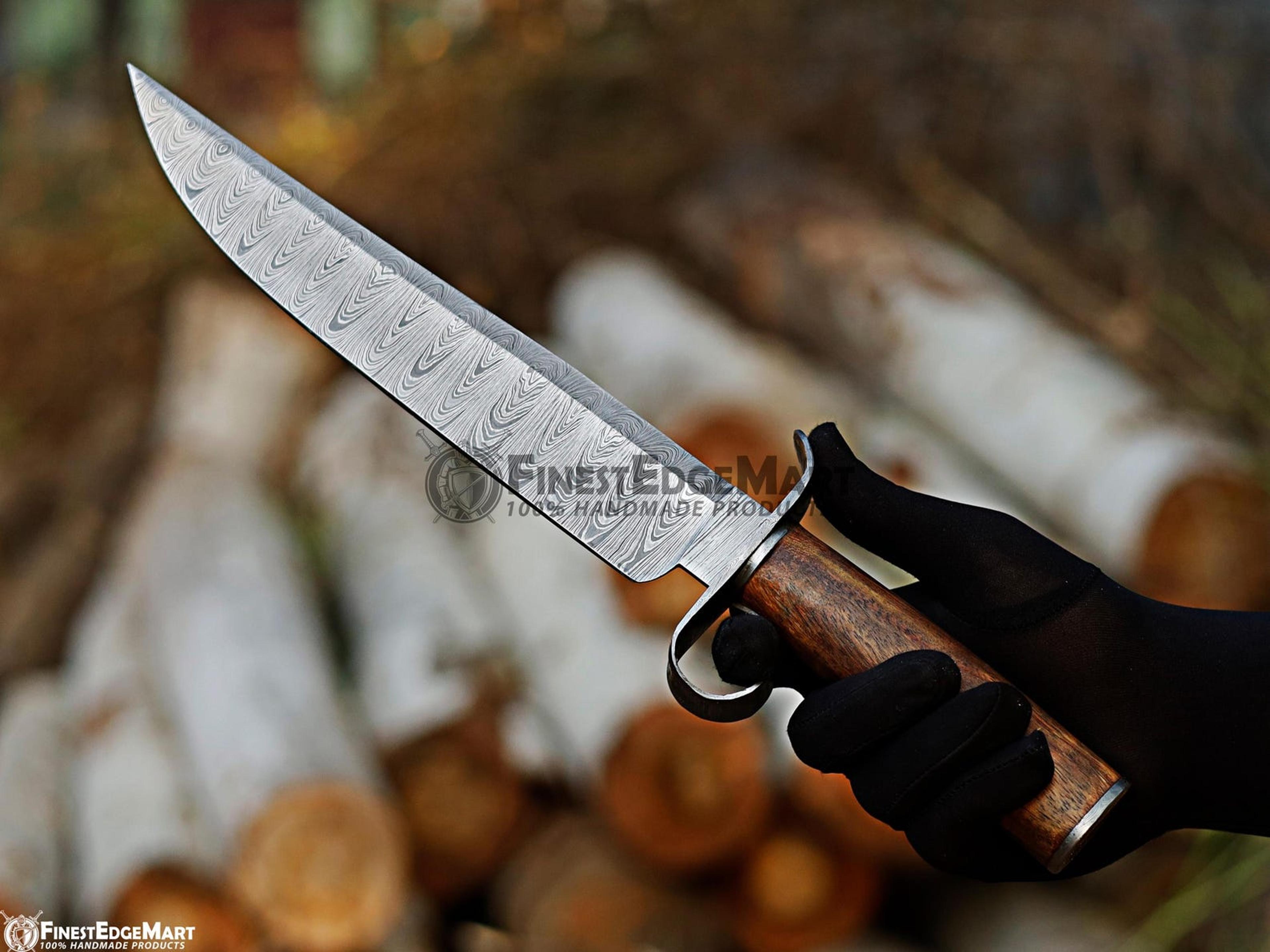 handmade damascus steel hunting knife gift for him father's day groomsmen gift camping knife