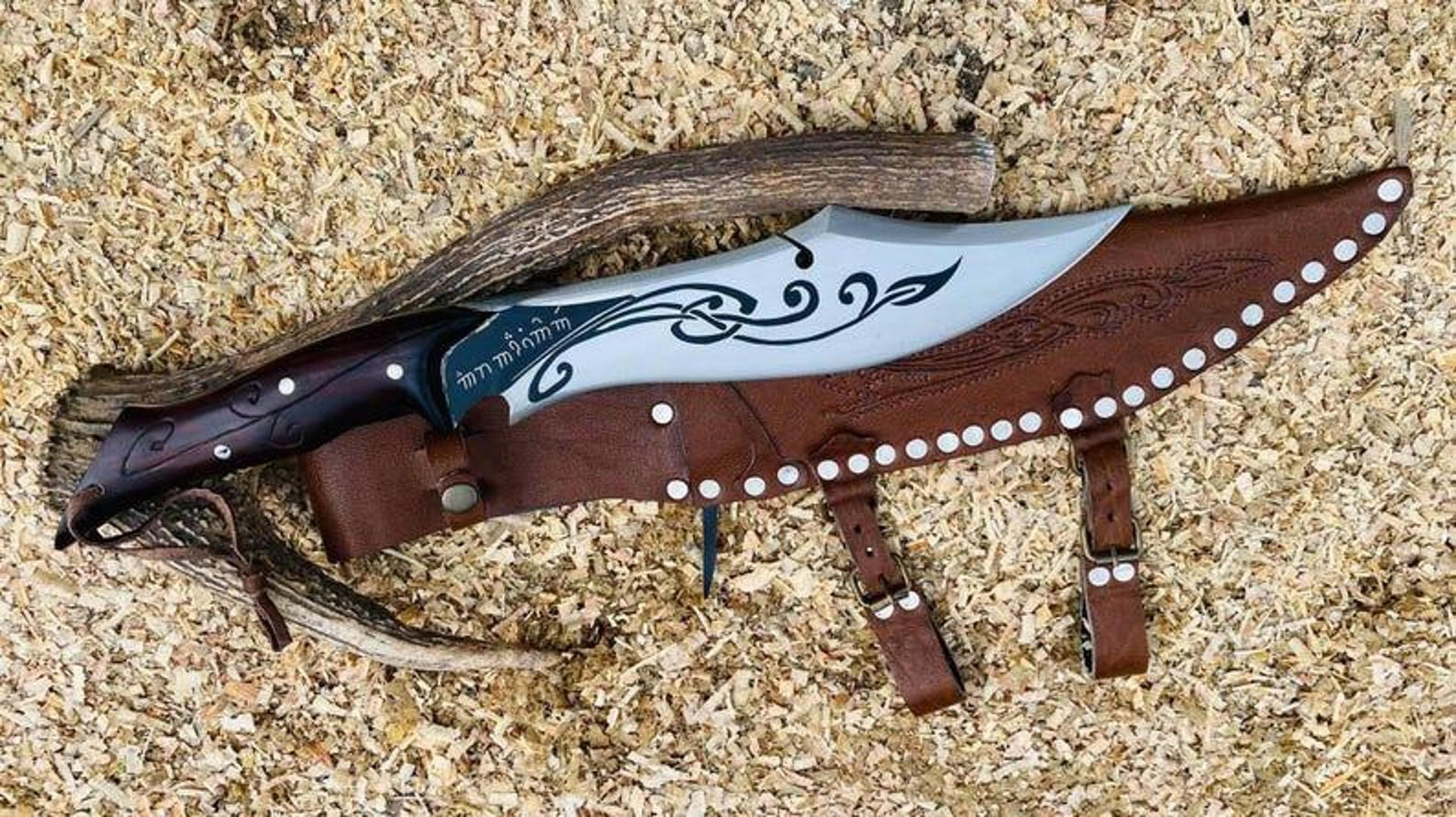 handmade bowie knife 18 inch engraved blade decorative sheath collectible display item