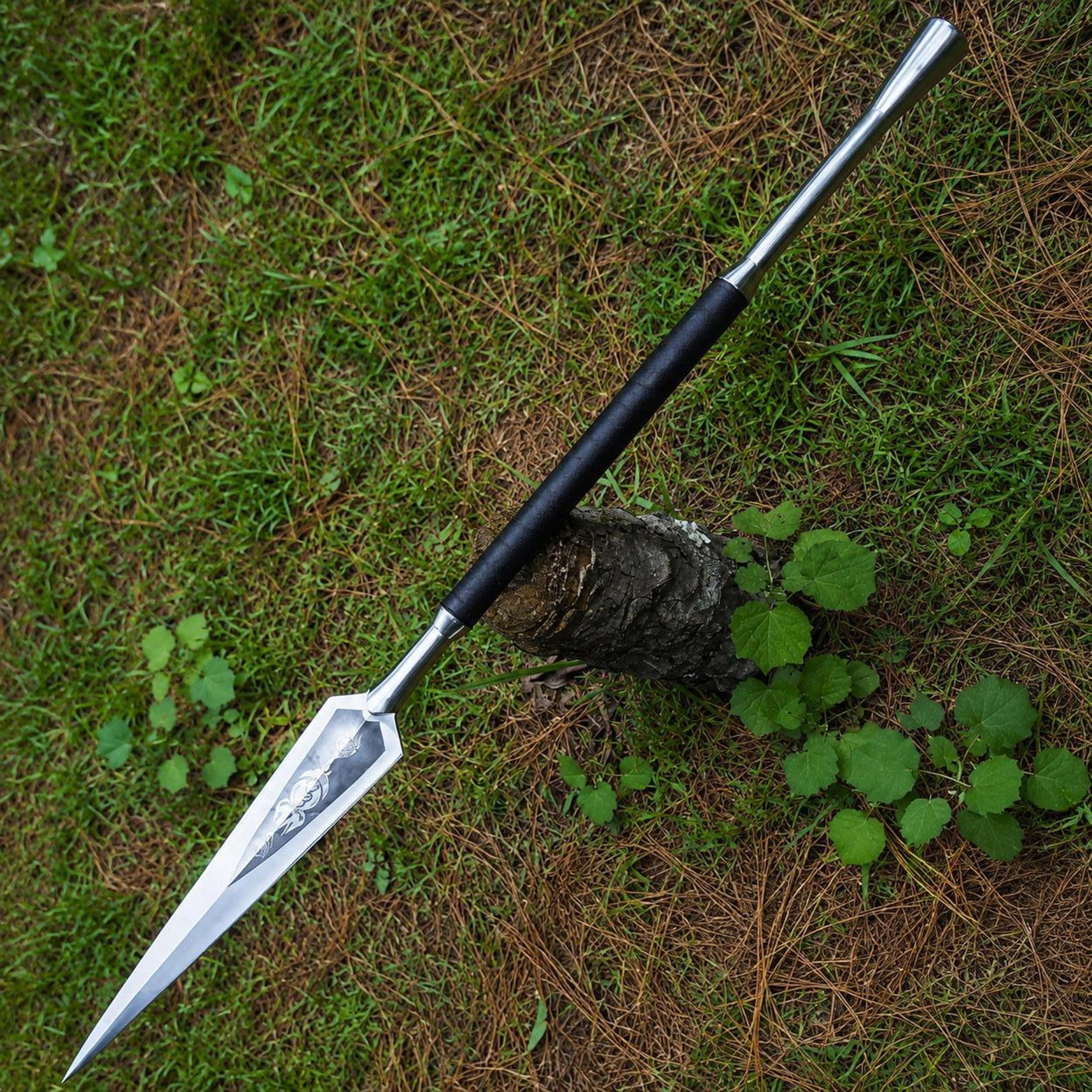 hand forged spring steel spear decorative collectible display piece for historical enthusiasts