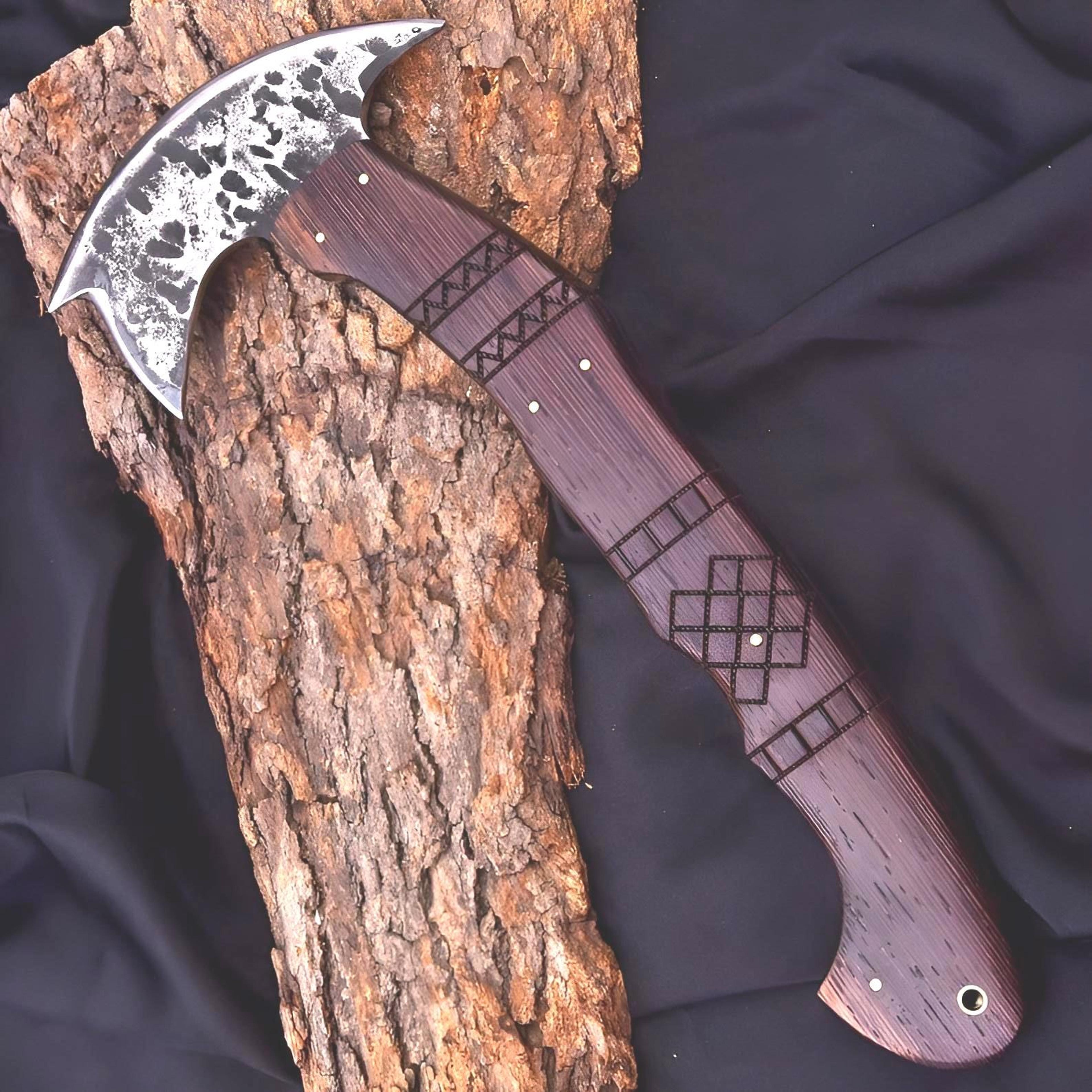 handcrafted tomahawk axe for camping, bushcraft, and survival tasks - durable steel head and sturdy handle