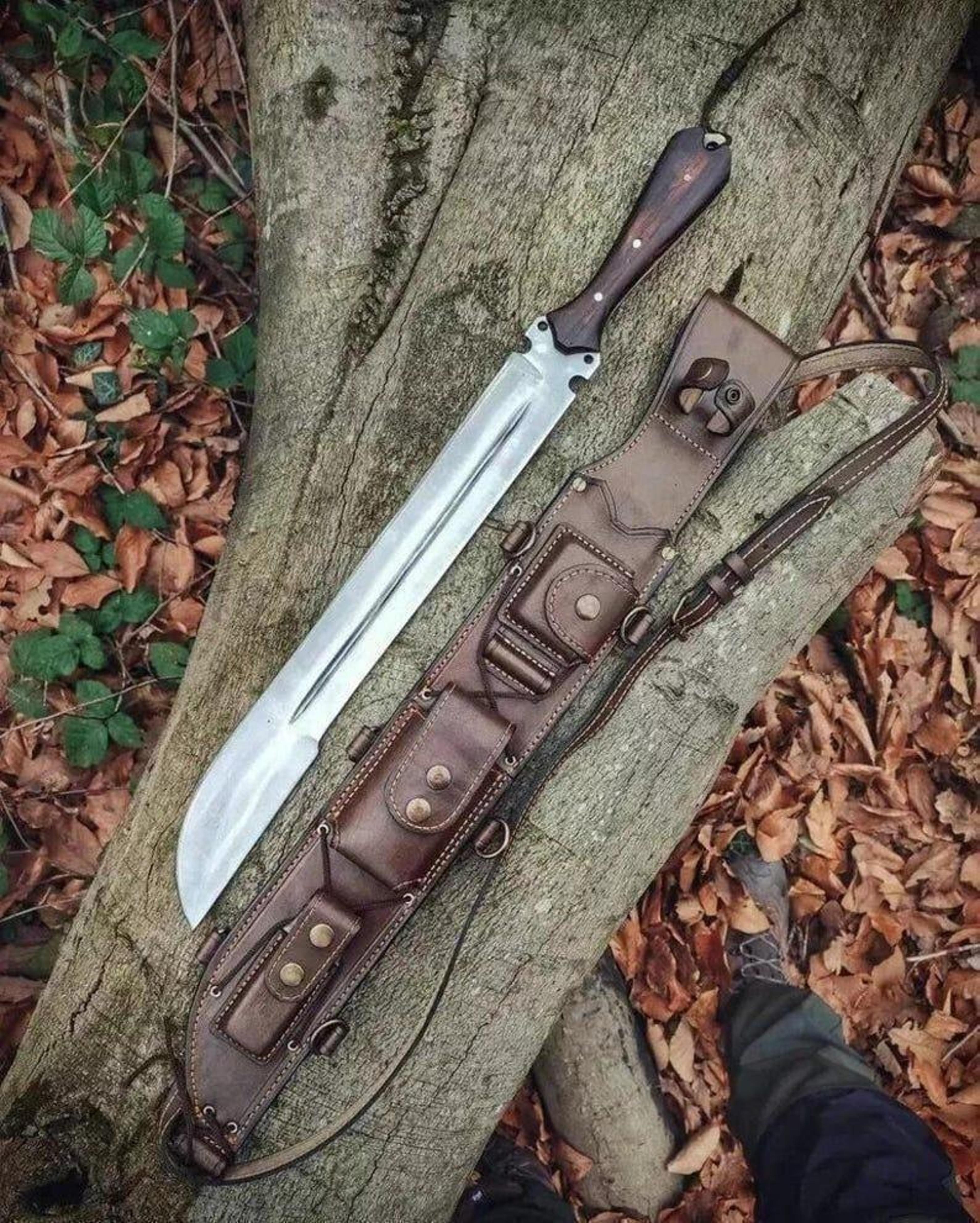 handcrafted high carbon steel machete with rosewood handle and full tang blade for collectors and outdoor enthusiasts