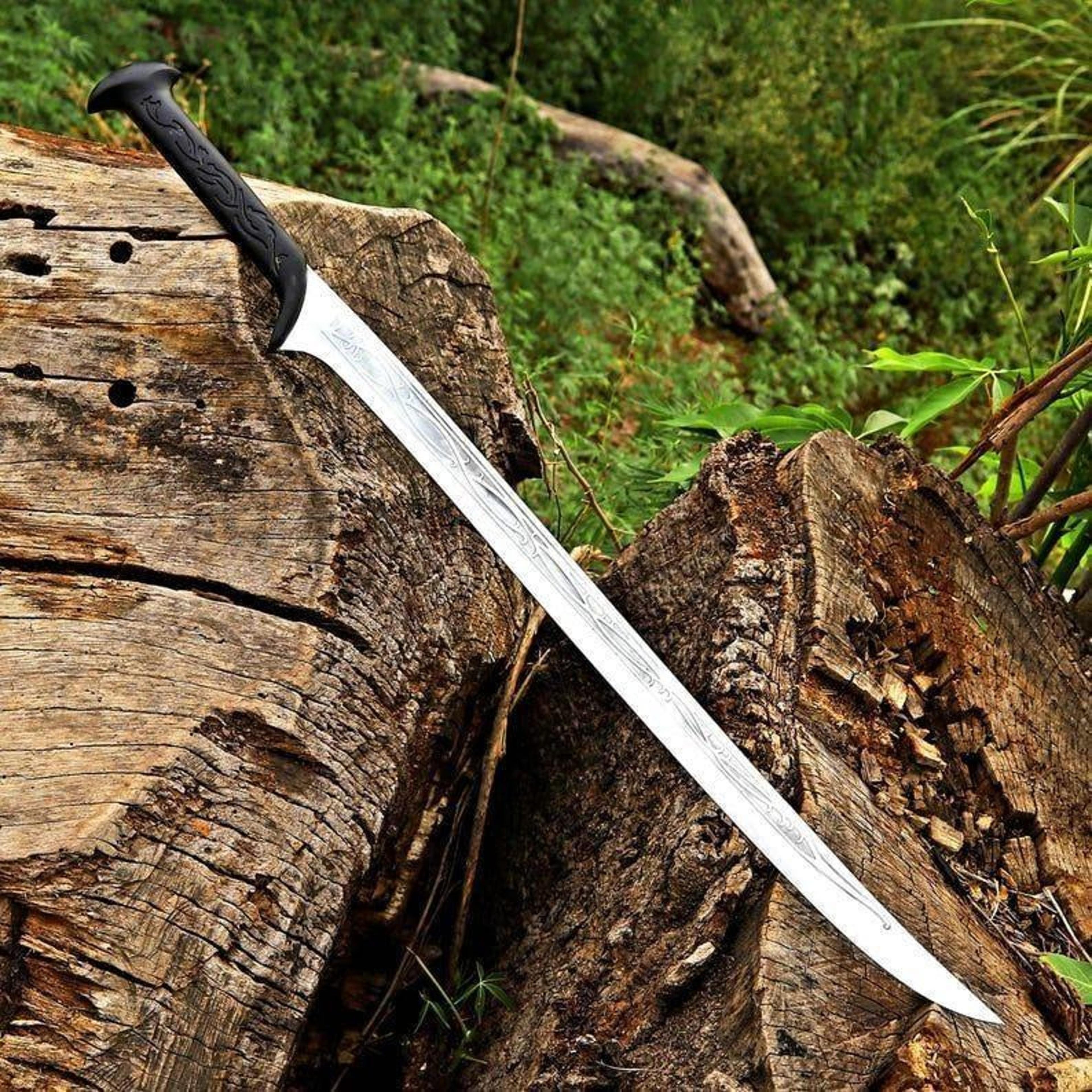 unique handmade black elven viking sword with stainless steel medieval collectible design