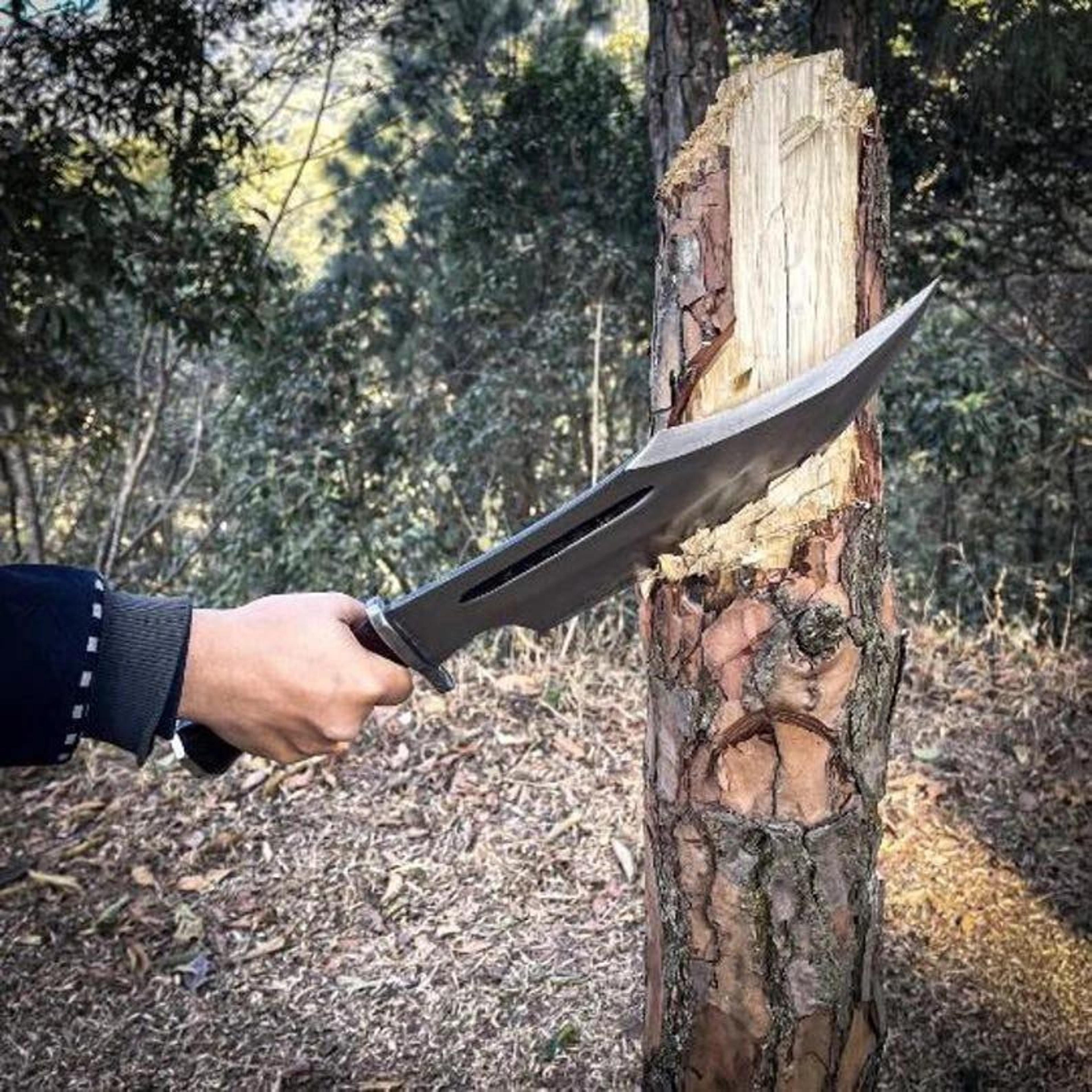 handcrafted bowie knife with high carbon steel blade and rosewood handle for collectors and decorative