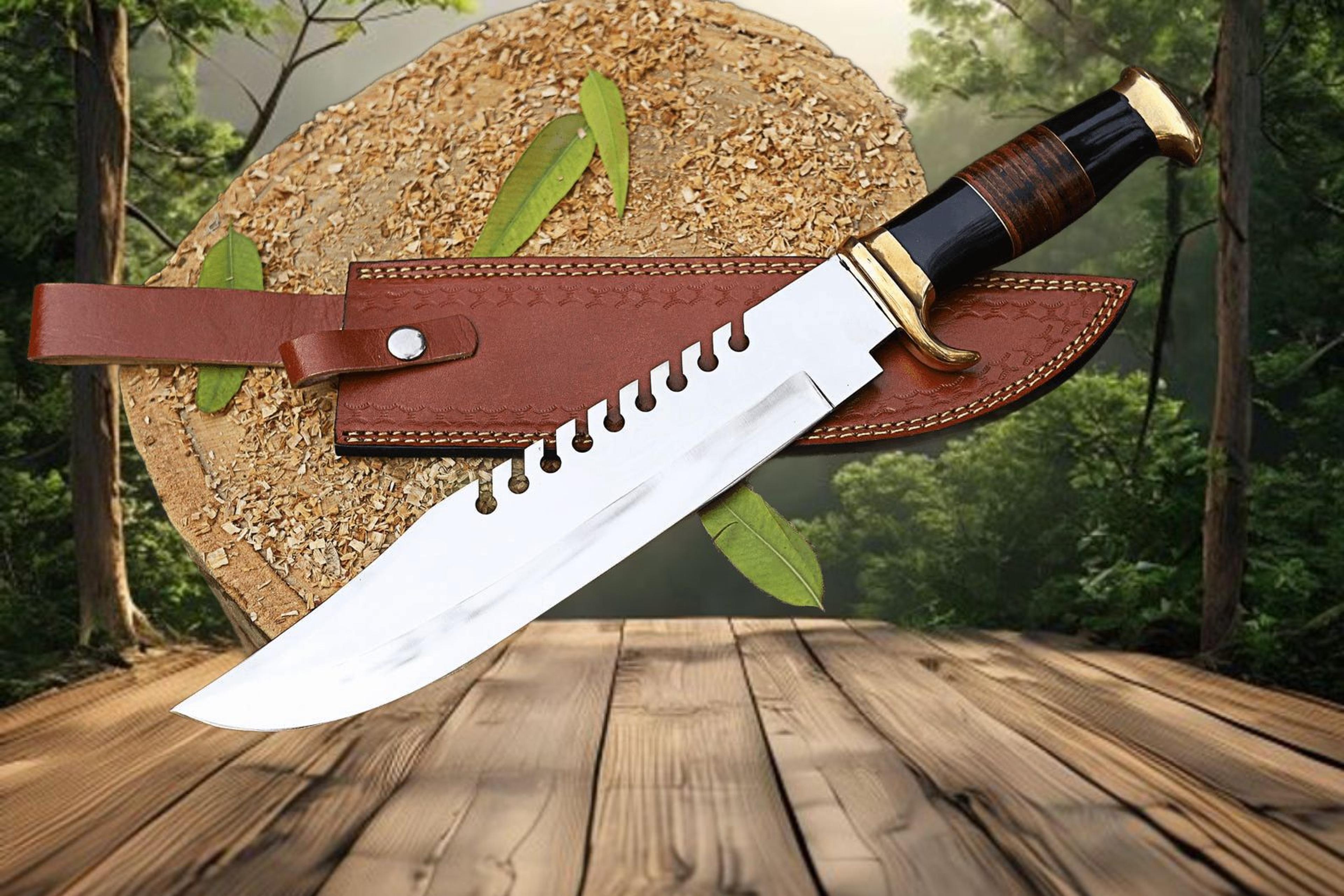 handmade d2 steel bowie knife - leather sheath - collectible gift for outdoor enthusiasts and collectors