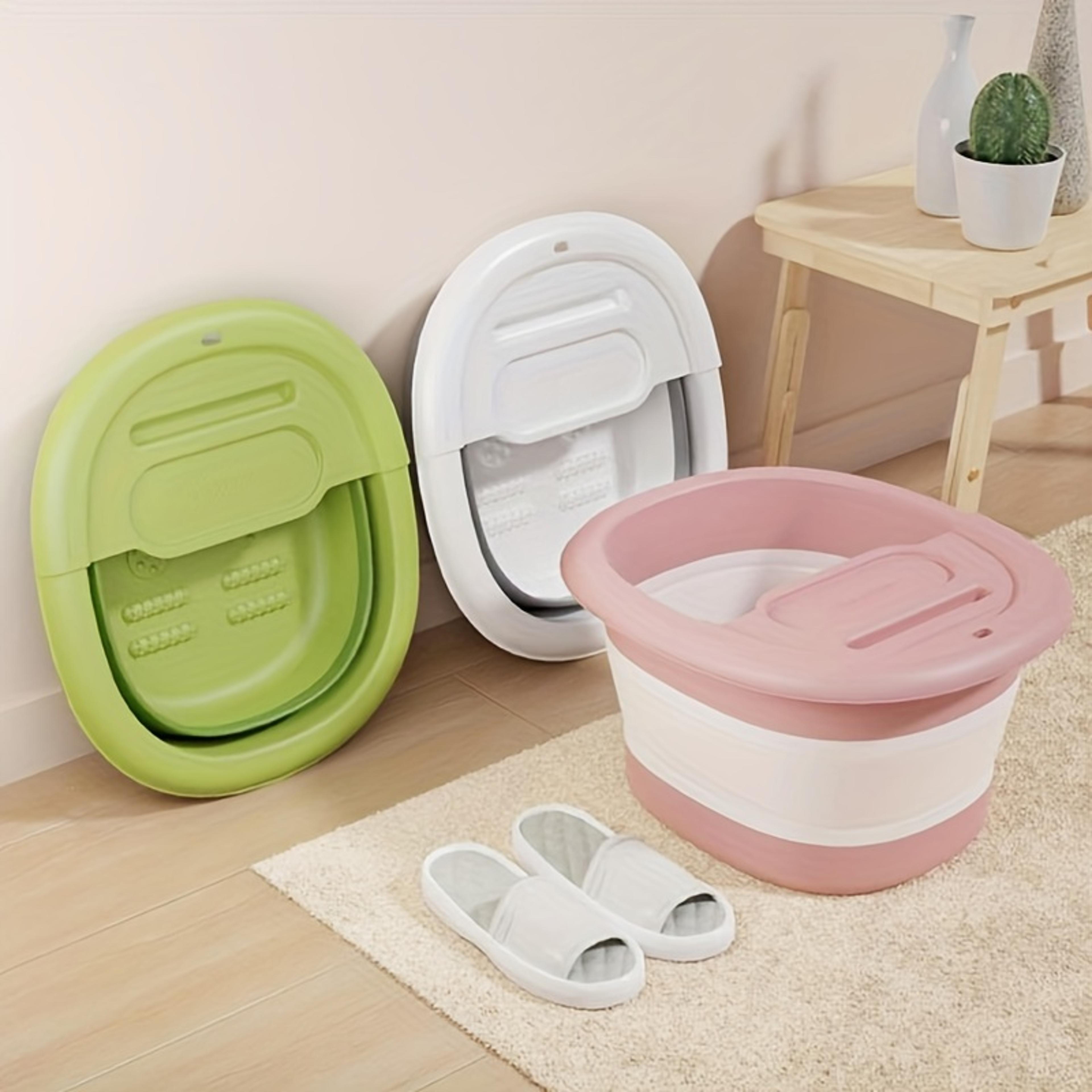 adjustable height foldable portable foot bath tub with drainage holes & leg massage