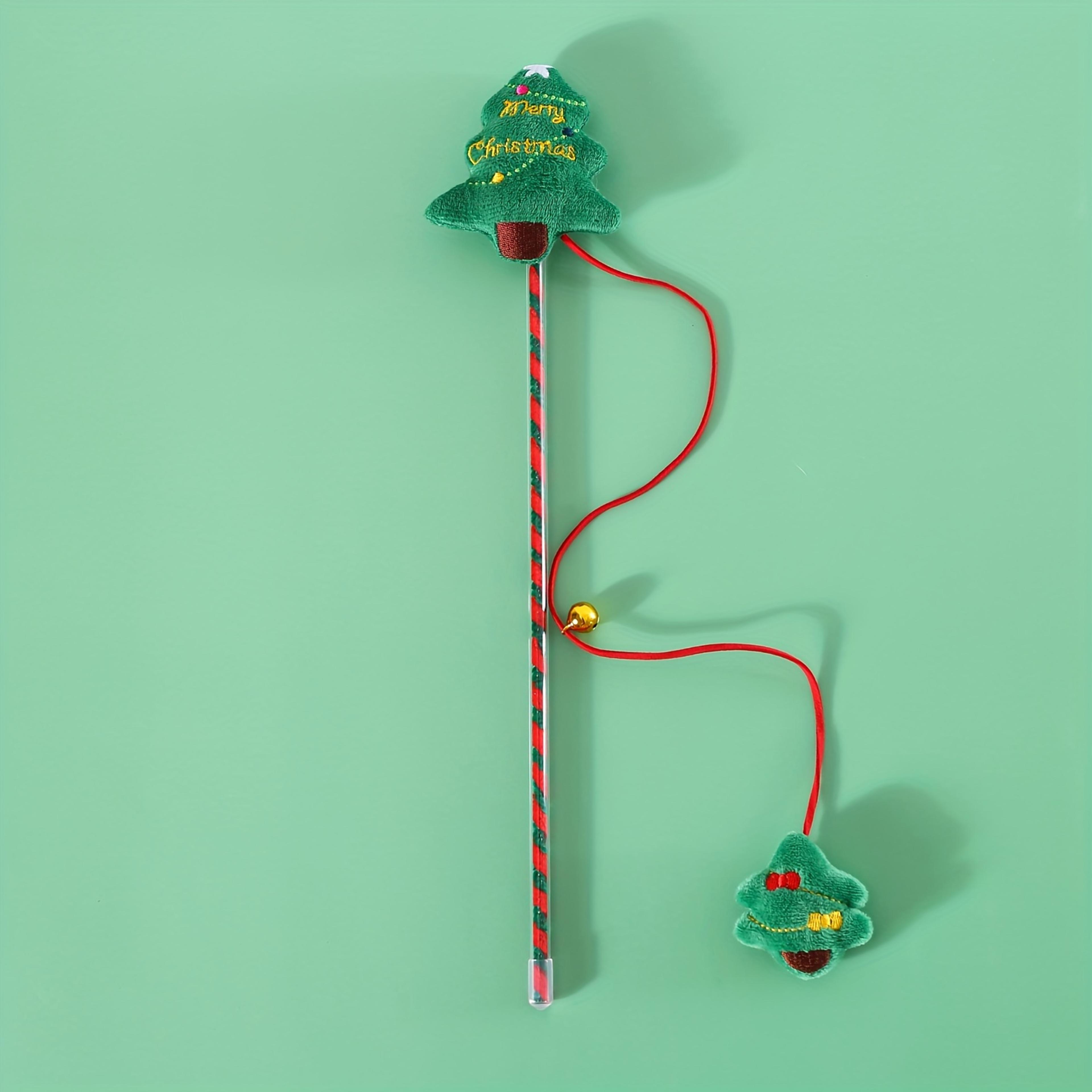interactive cat toys kitten with bell, santa claus snowman elk cat toy, christmas cats wand supplies