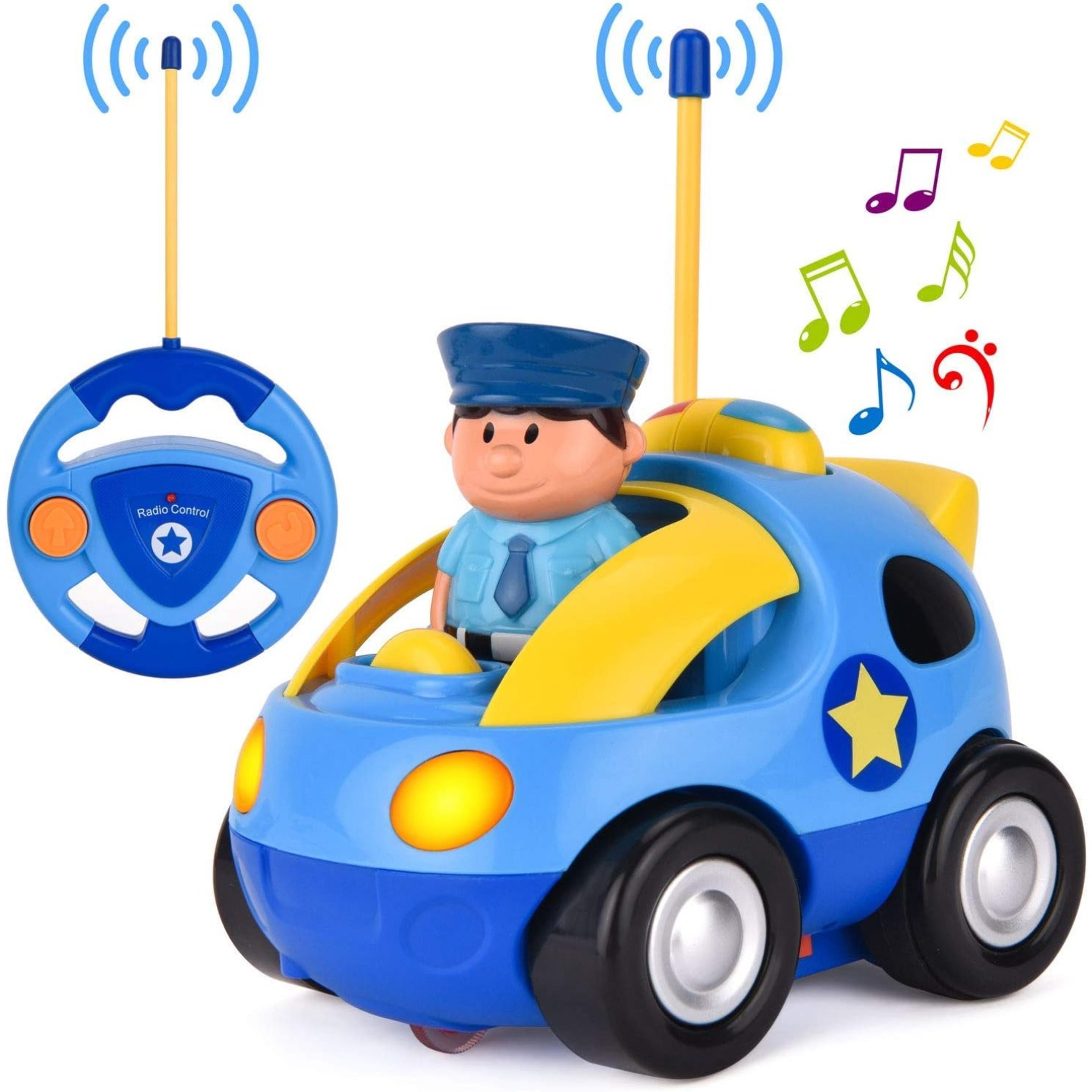 toddler rc car toys, remote control cars for boys girls, race car police car gift for kids baby