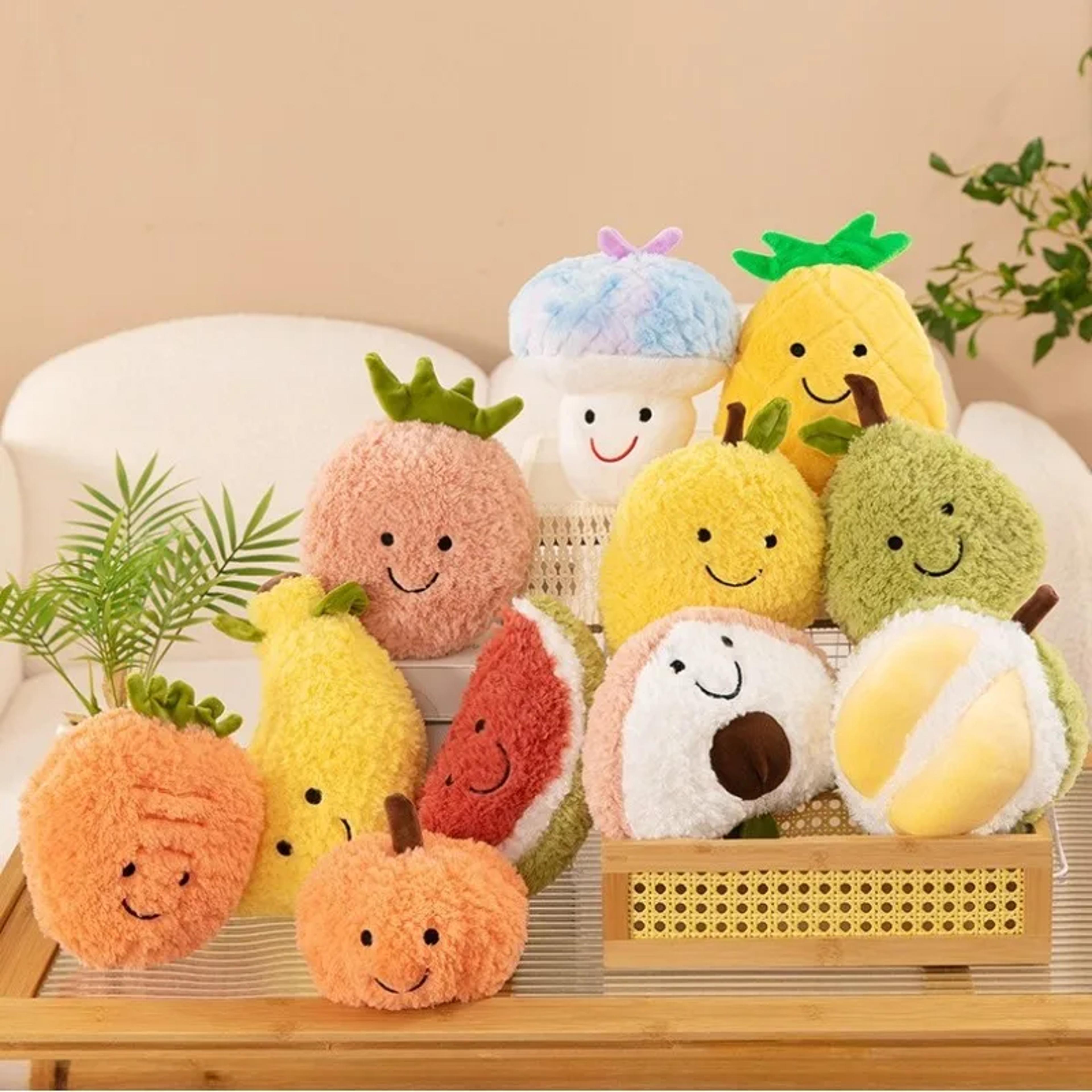 stuffed fruit toys, cute mango, watermelon, avocado, strawberry, sensory gift for birthday, fun plush decor