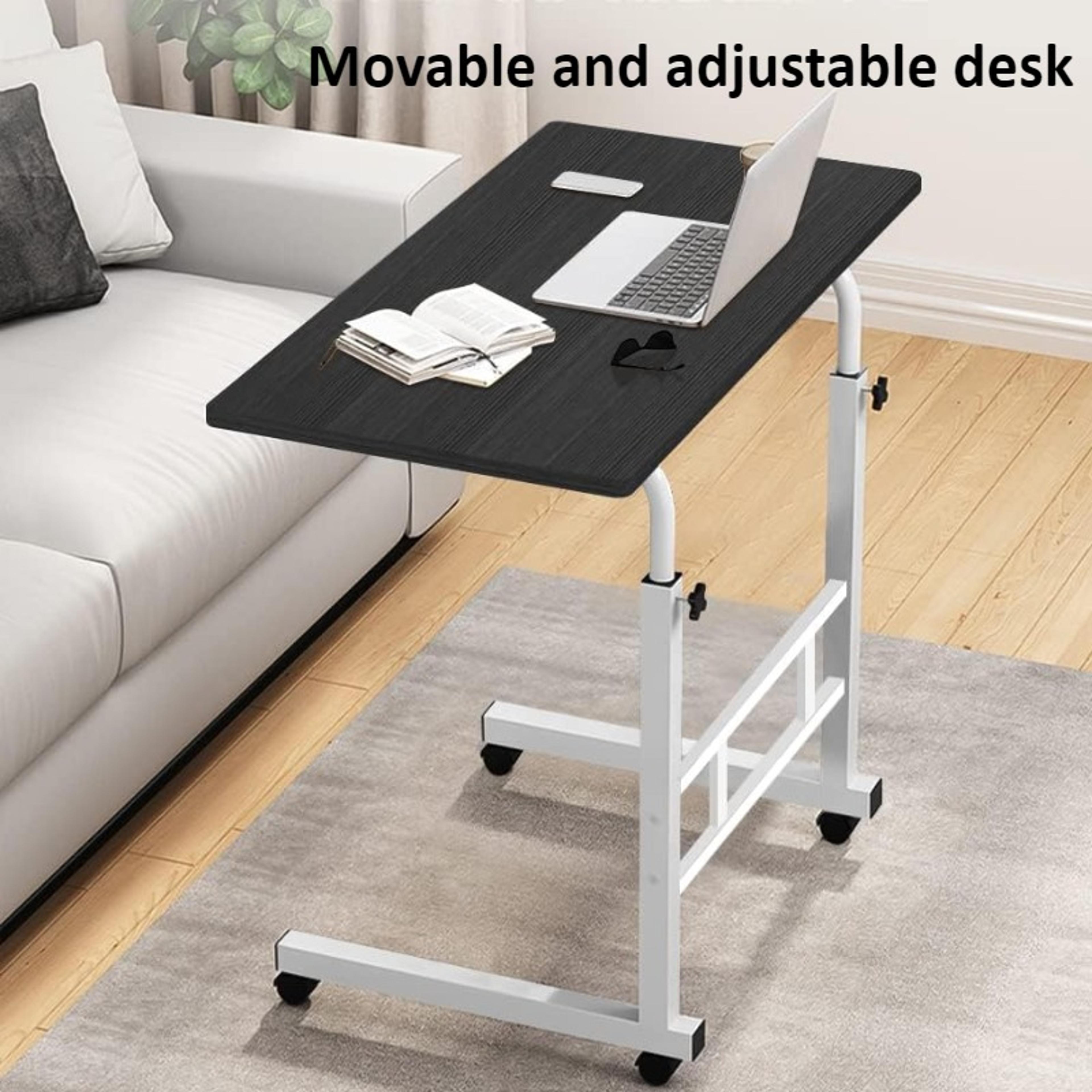 oversized bedside desk with universal wheels, adjustable height portable laptop desk for dormitory study