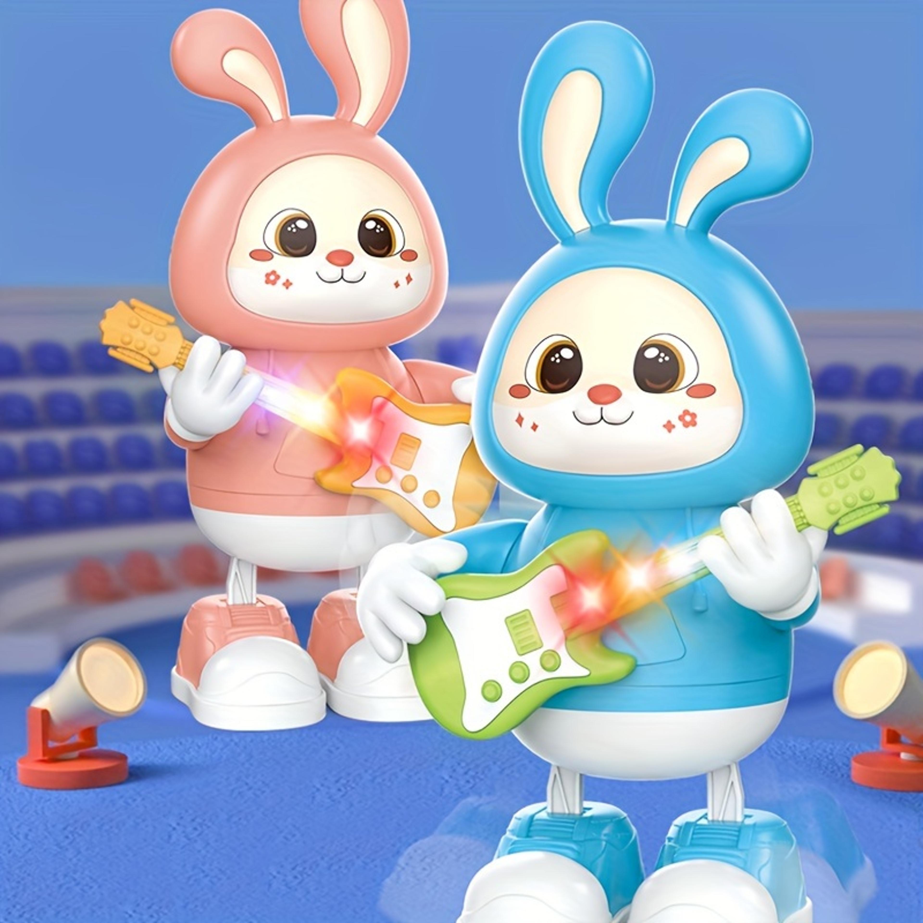 walking singing bunny, musical dancing rabbit toy with guitar, moving toys for baby with music & lights, easter gift