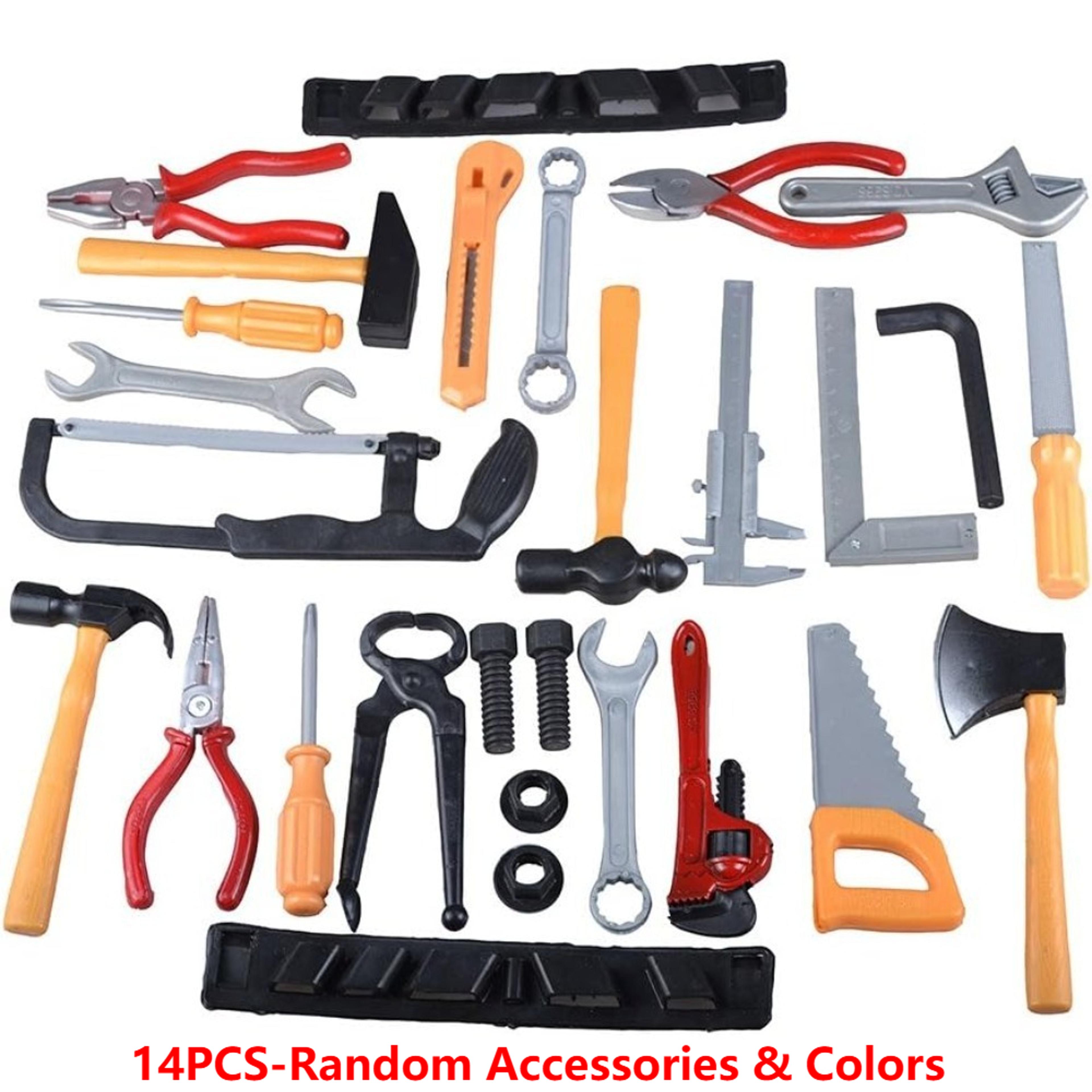 kids toys repair tools set for boy, safe plastic maintenance tools, pretend play toy with hammer, screwdriver, tongs