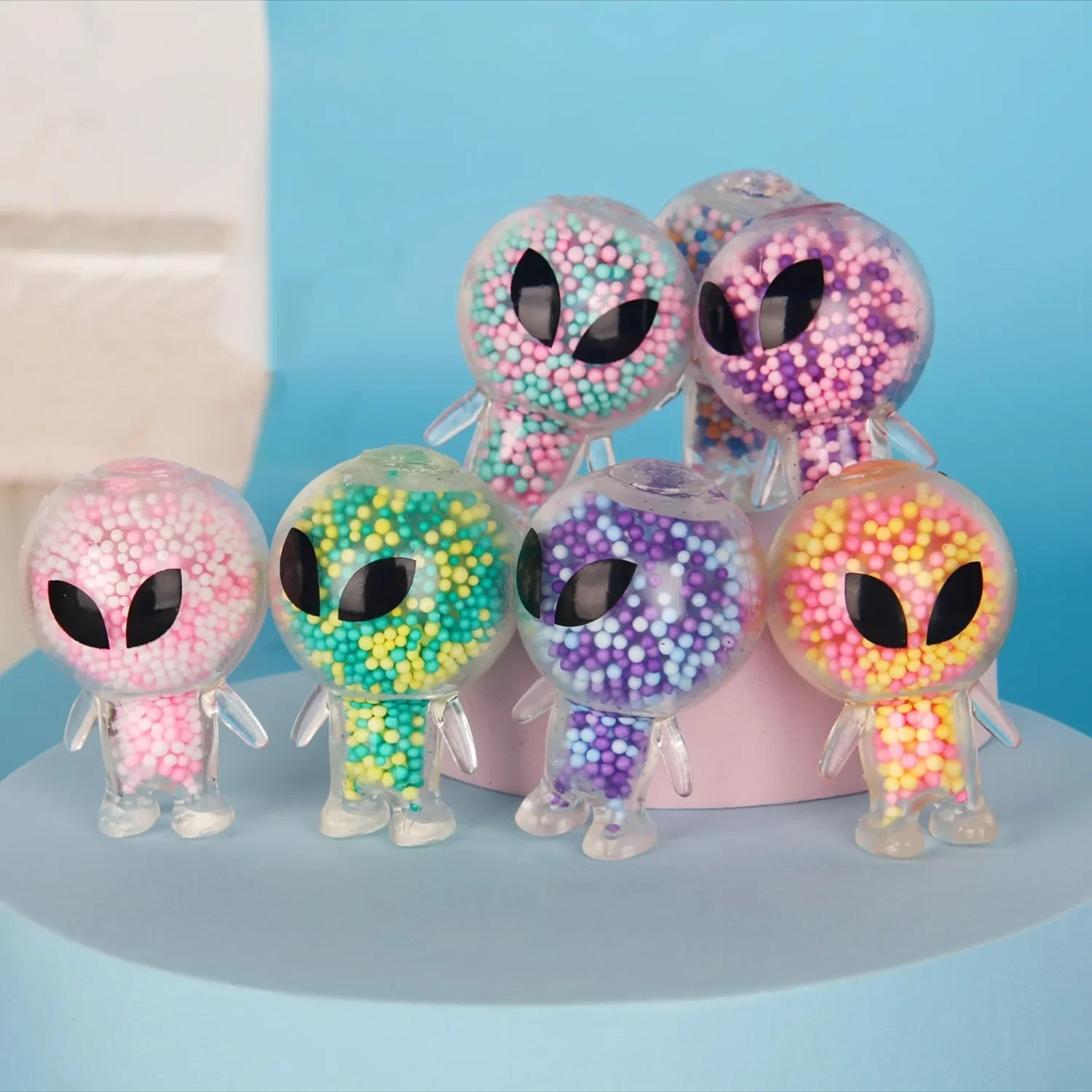 mini squishy alien toys bunny, squeeze toy stress relief, party favors, funny outer space fidget creature balls