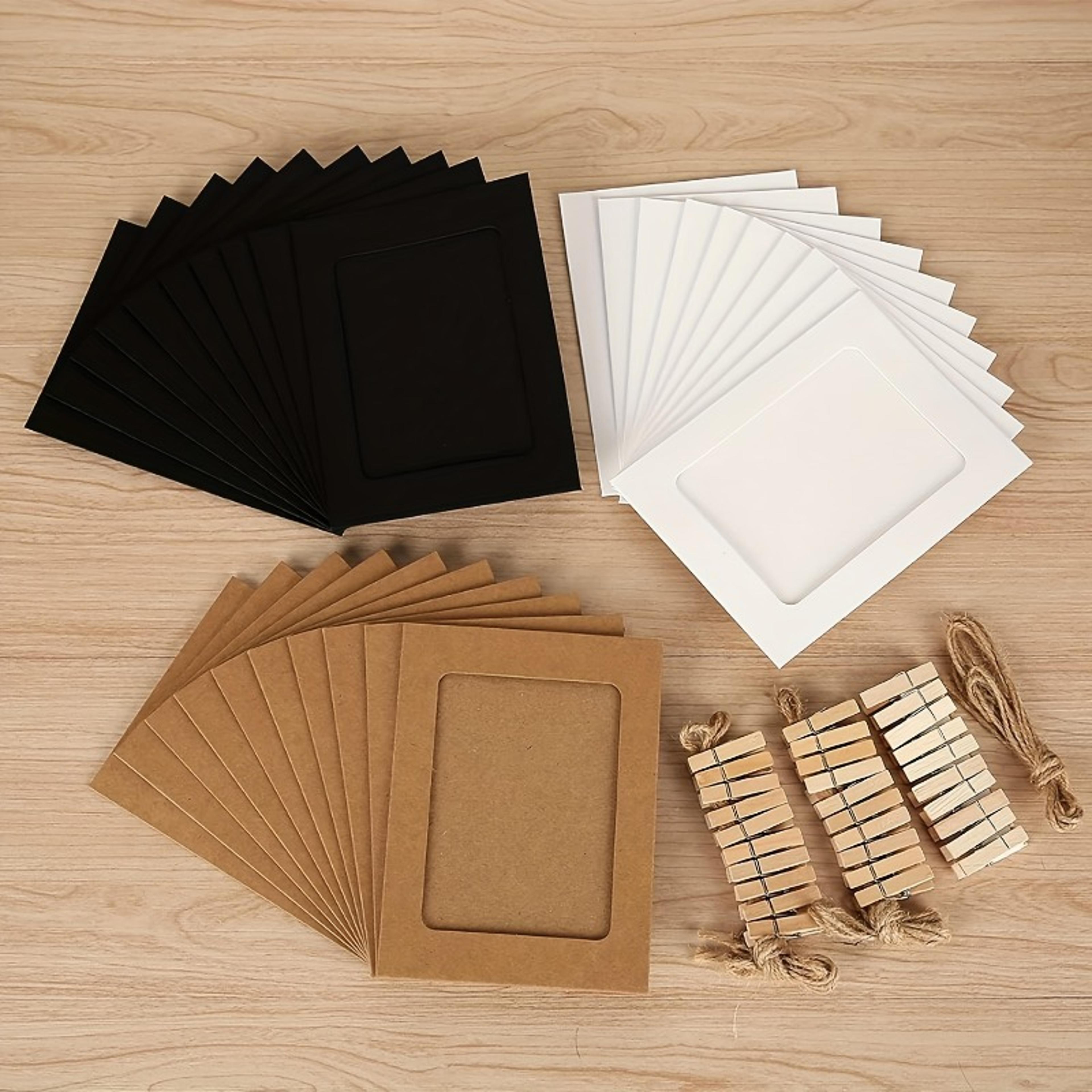 kraft paper photo frames for hanging, baby picture frame display with free clips & twine for home wall decor