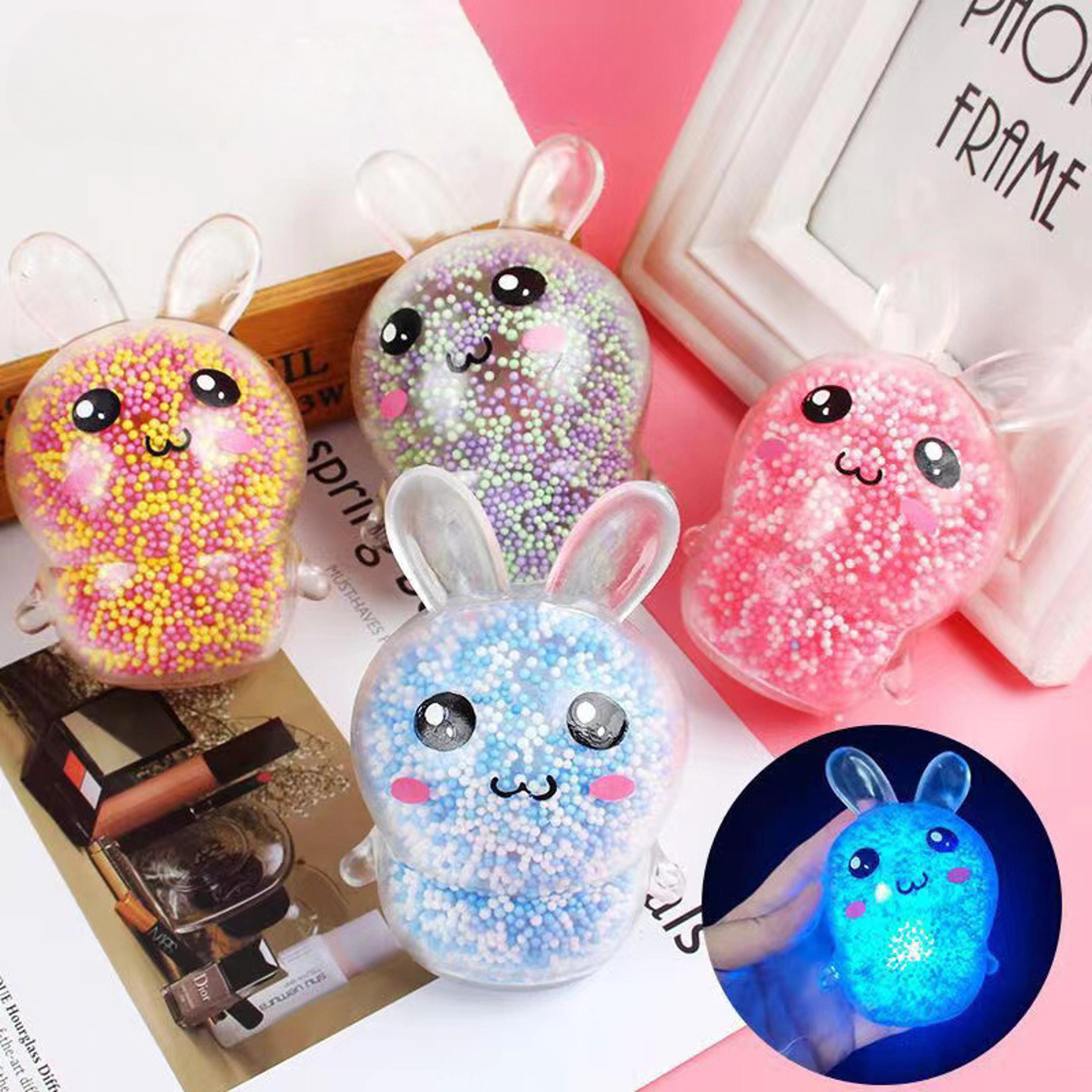 squishy bunny stress balls with light, , stress relief toy for kids, colorful rabbit fidget toy for easter basket