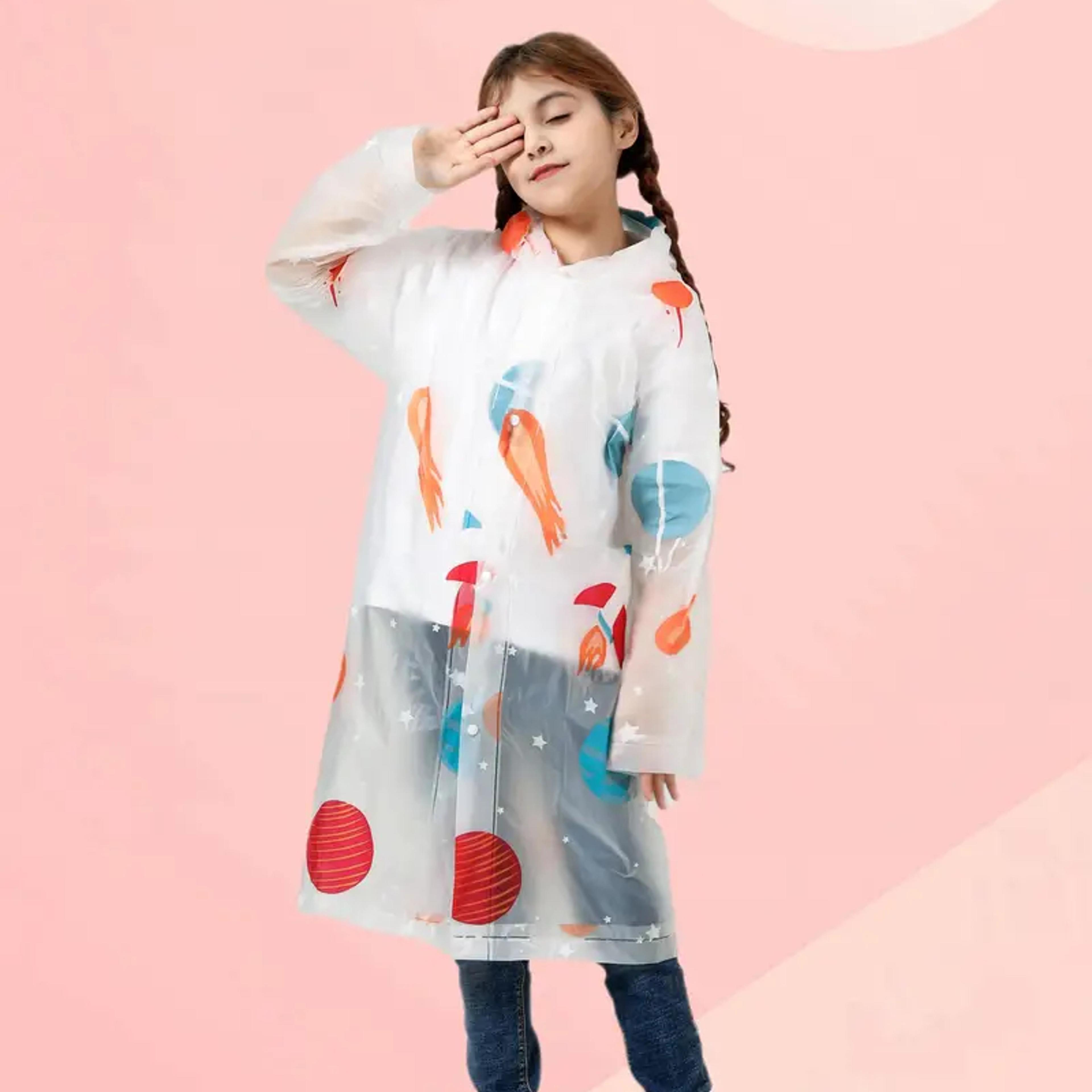 kids transparent waterproof raincoat jacket for boys and girls – mermaid poncho