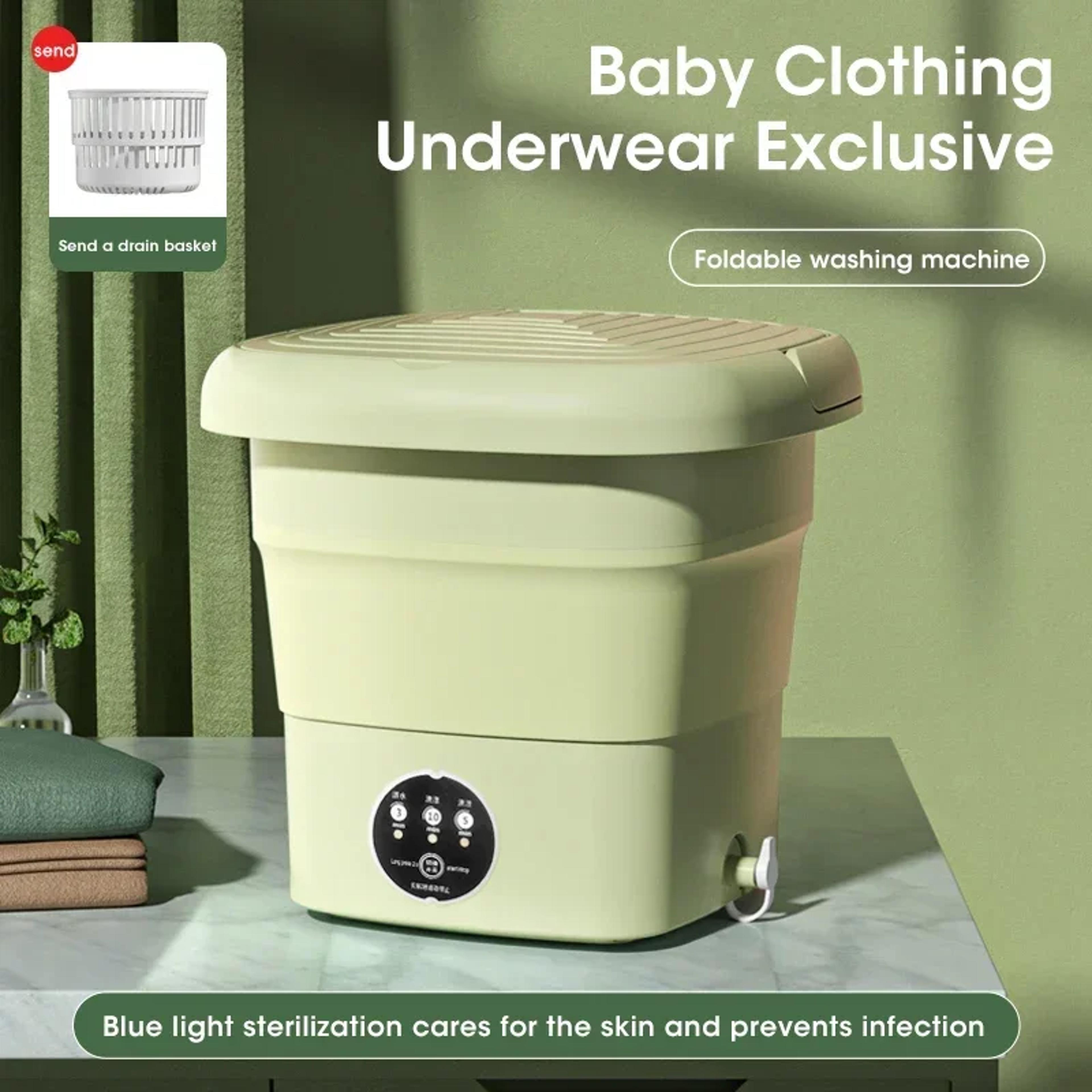 portable folding mini washing machine for underwear socks and travel laundry