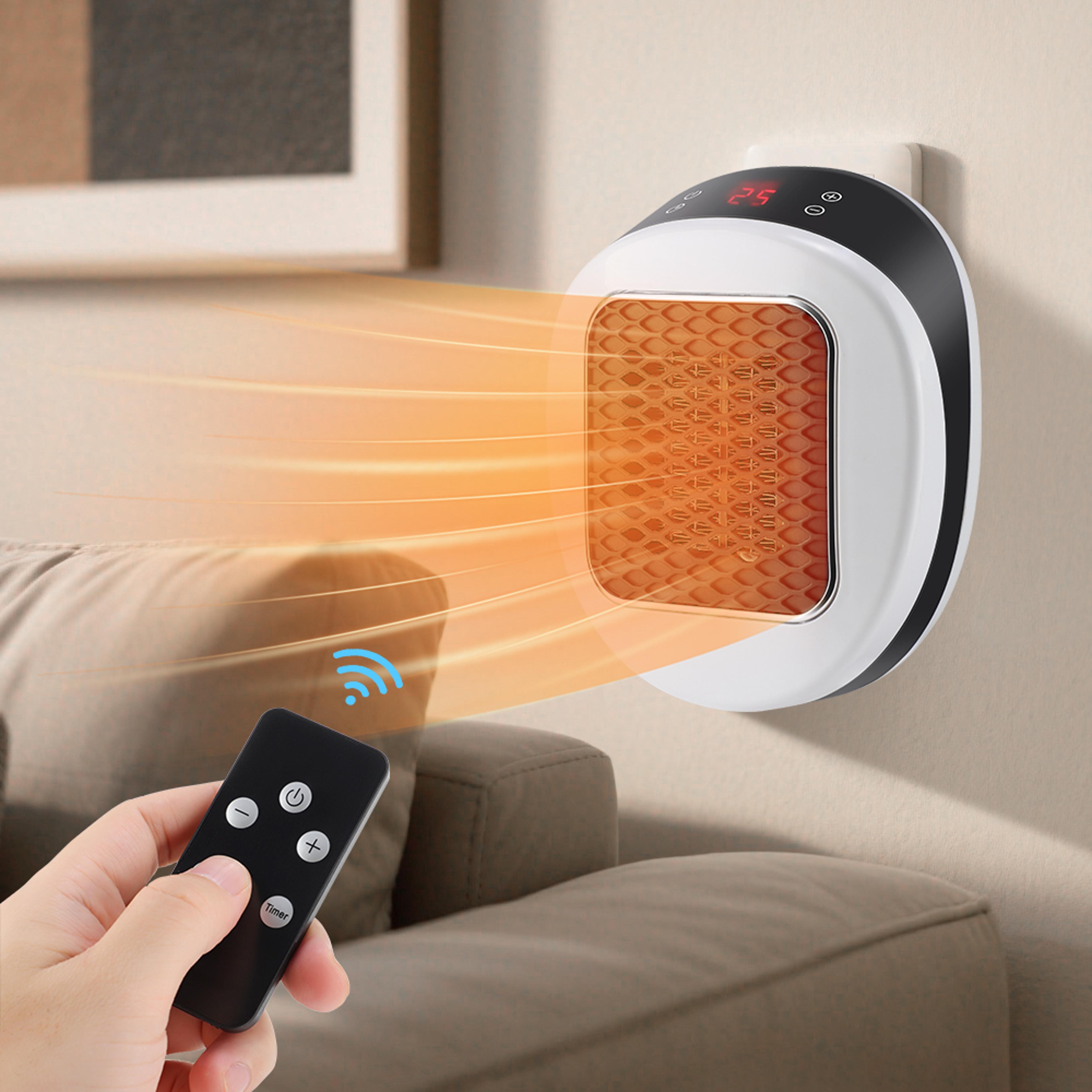 electric portable wall mounted heater – compact ptc ceramic heating fan with remote control for small bathrooms