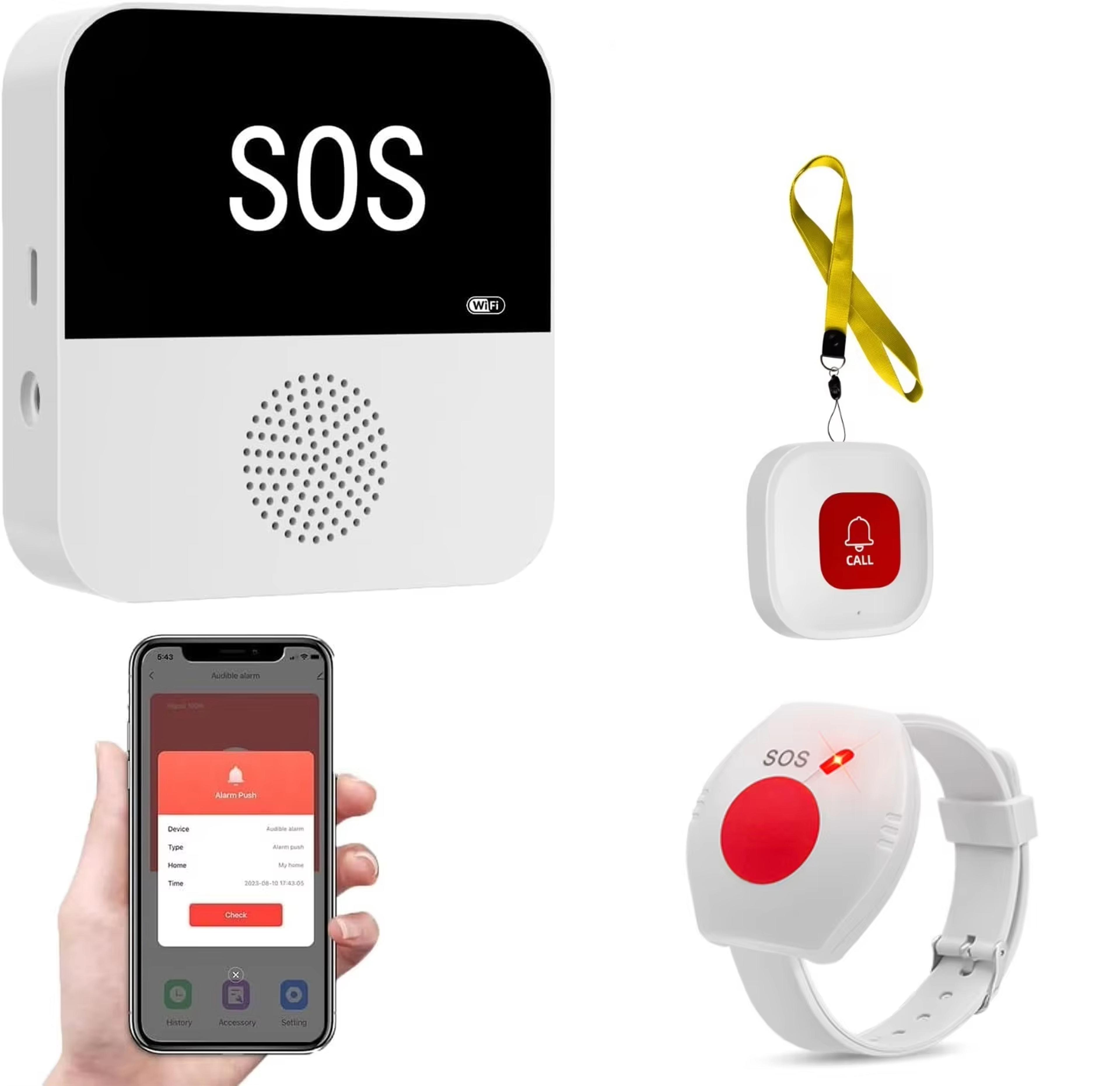 smart wifi sos call button for seniors & caregivers | wireless emergency alert system