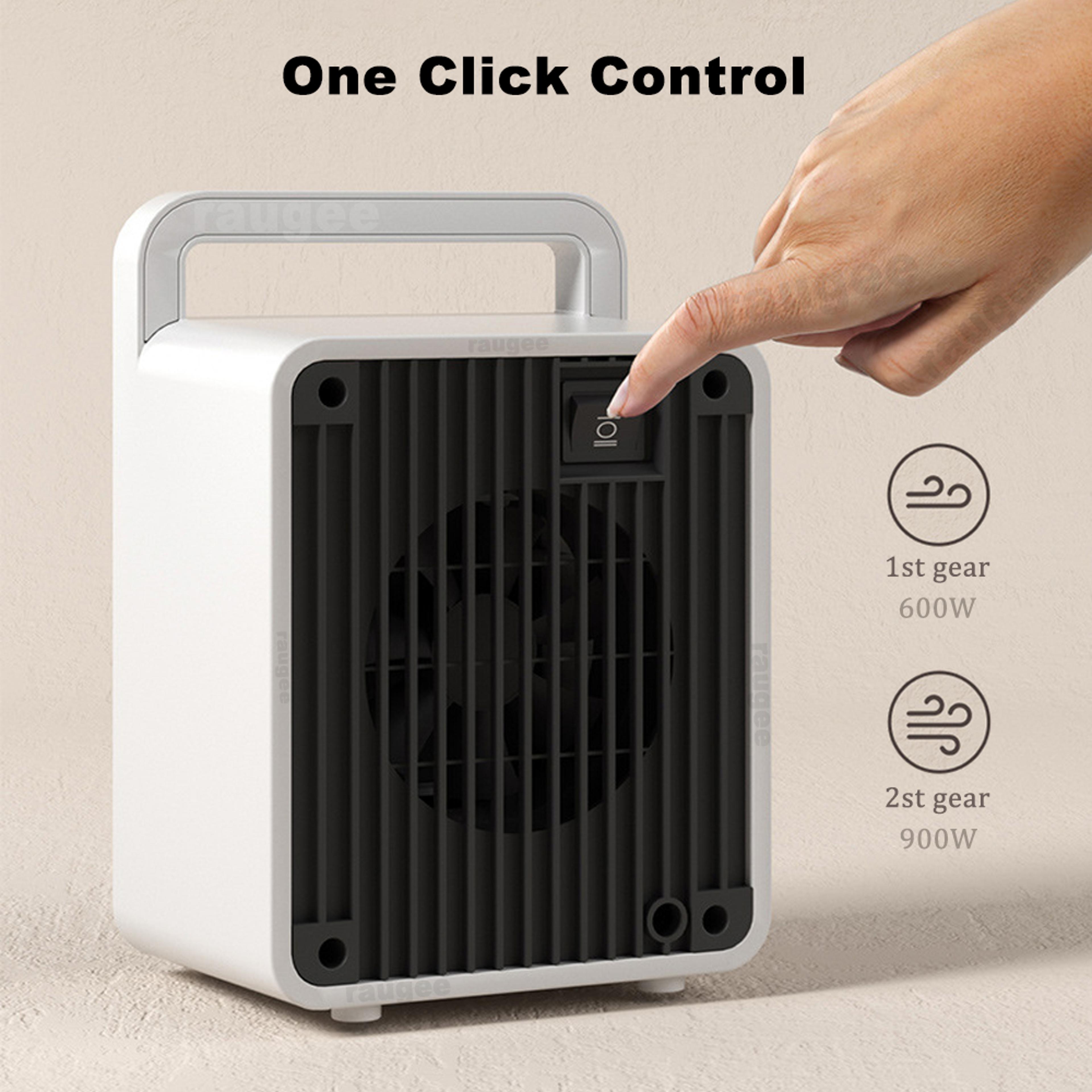 electric space heater – portable ptc hot air blower for home & bathroom, mini desktop heater
