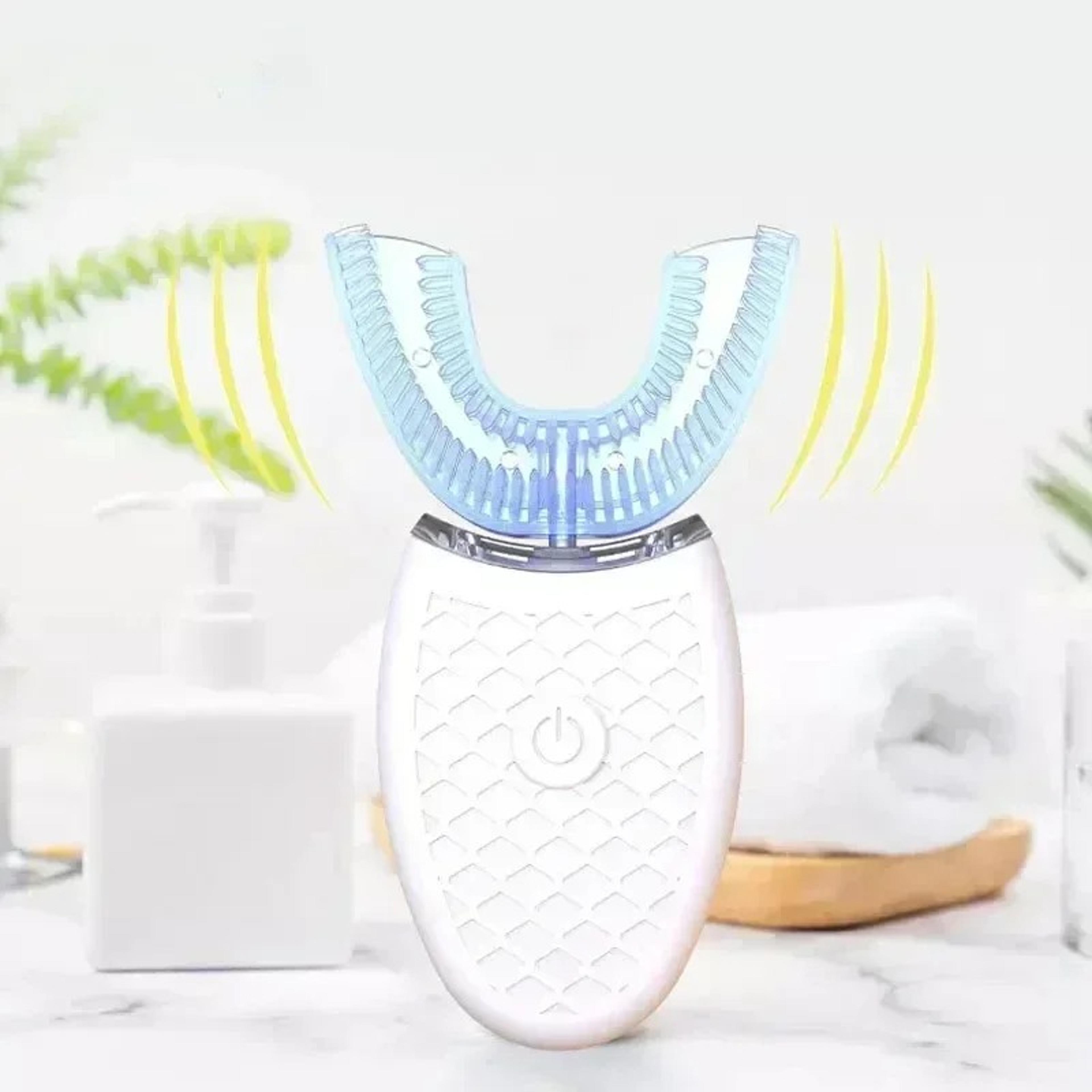 smart u-shaped toothbrush for adults & kids, 360° auto sonic rechargeable waterproof oral hygiene tool